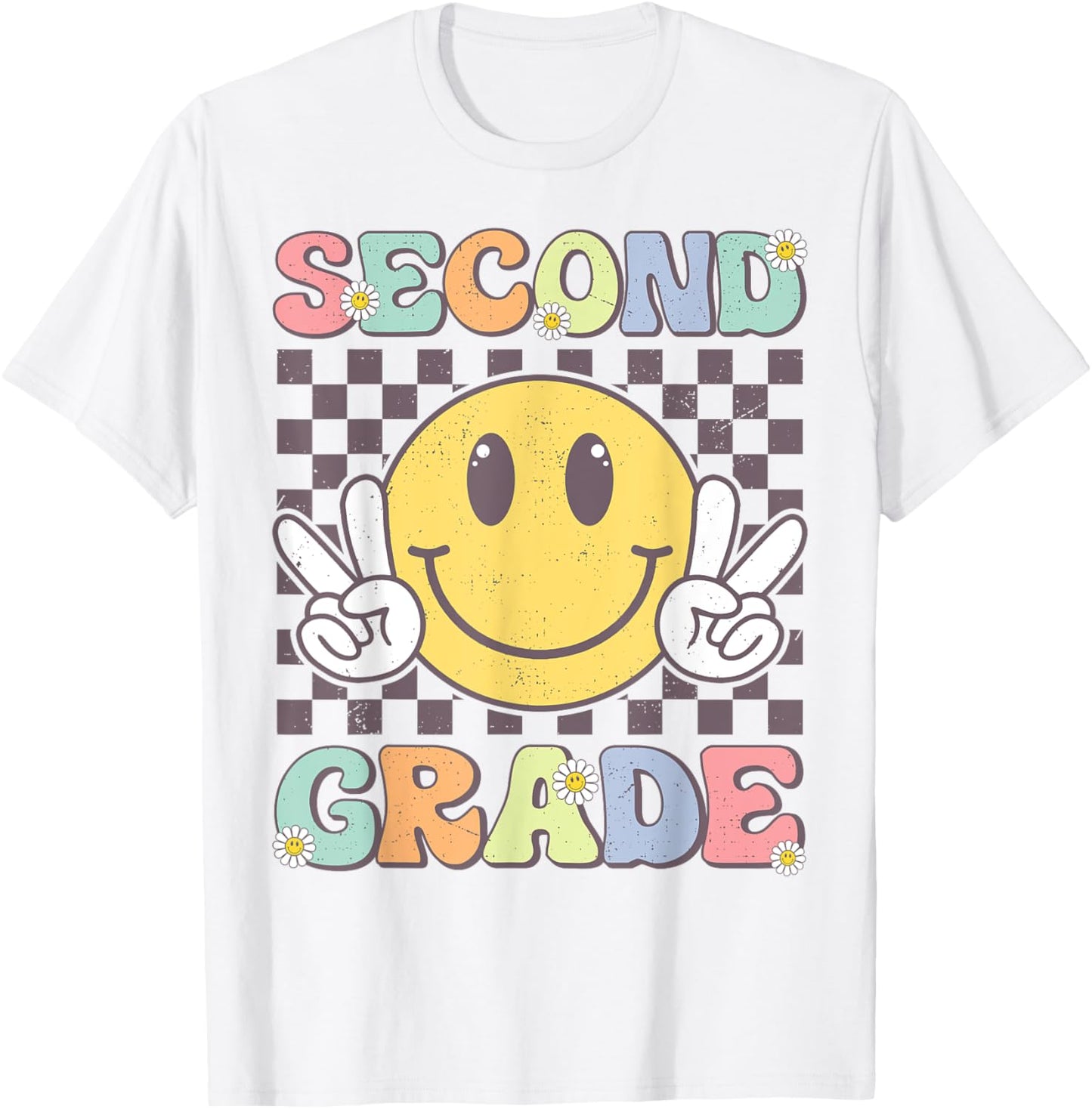 Second Grade Teachers Boys Girls Smile Face 2nd Grade Team T-Shirt - T-Shirt | White