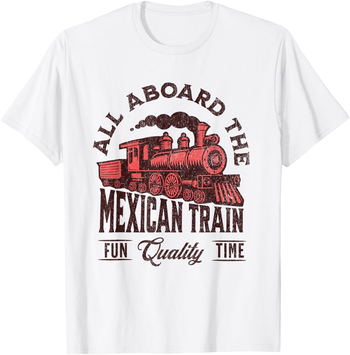 Mexican Train Dominoes All Aboard the Mexican Train Fun Time T-Shirt - T-Shirt | White