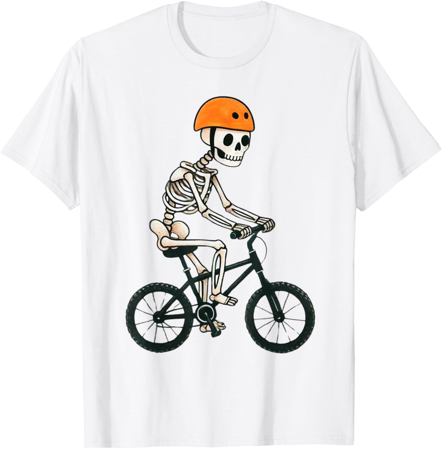 Skeleton Mountain Bike Halloween Costume Funny MTB Men Boys T-Shirt - T-Shirt | White