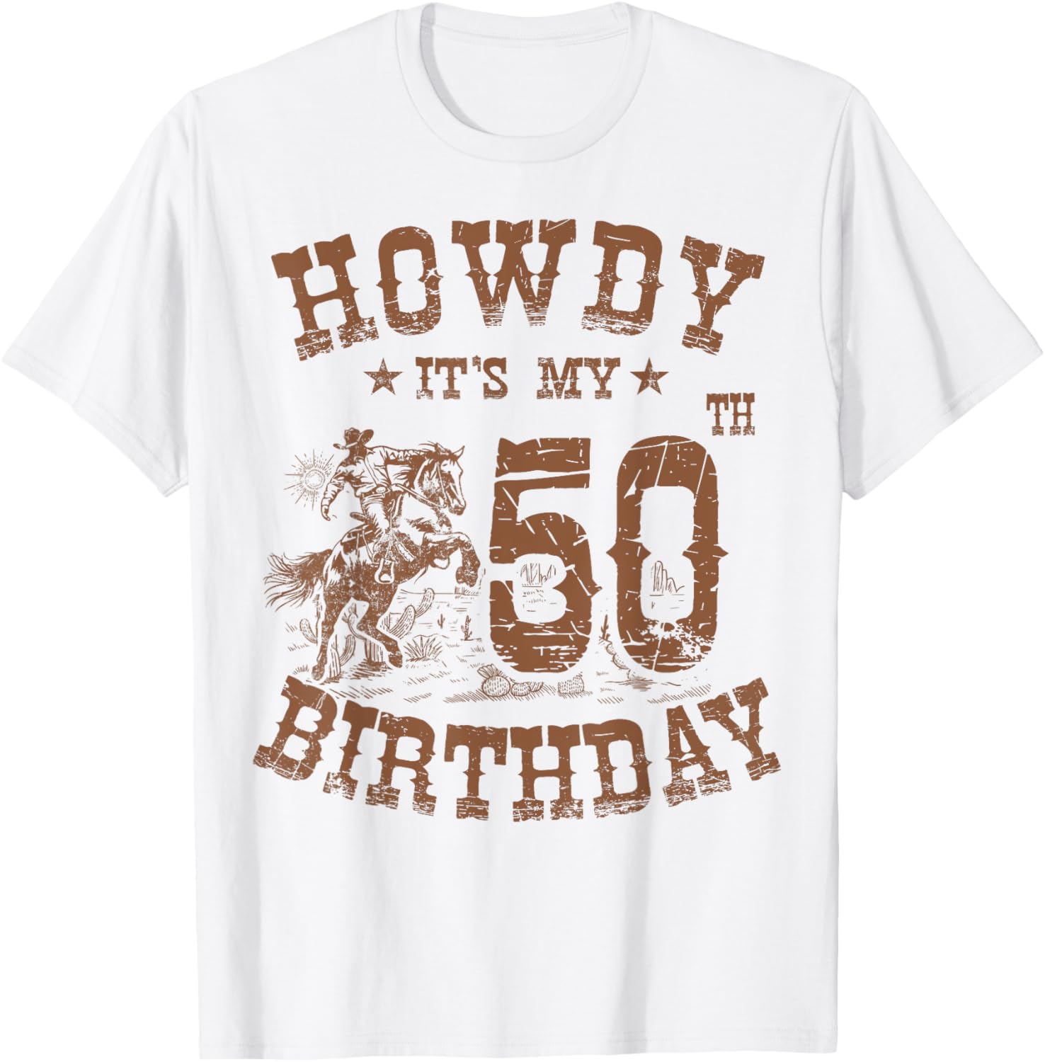 Howdy It's My 50th Birthday Western Cowboy 50 Years Old Bday T-Shirt - T-Shirt | White