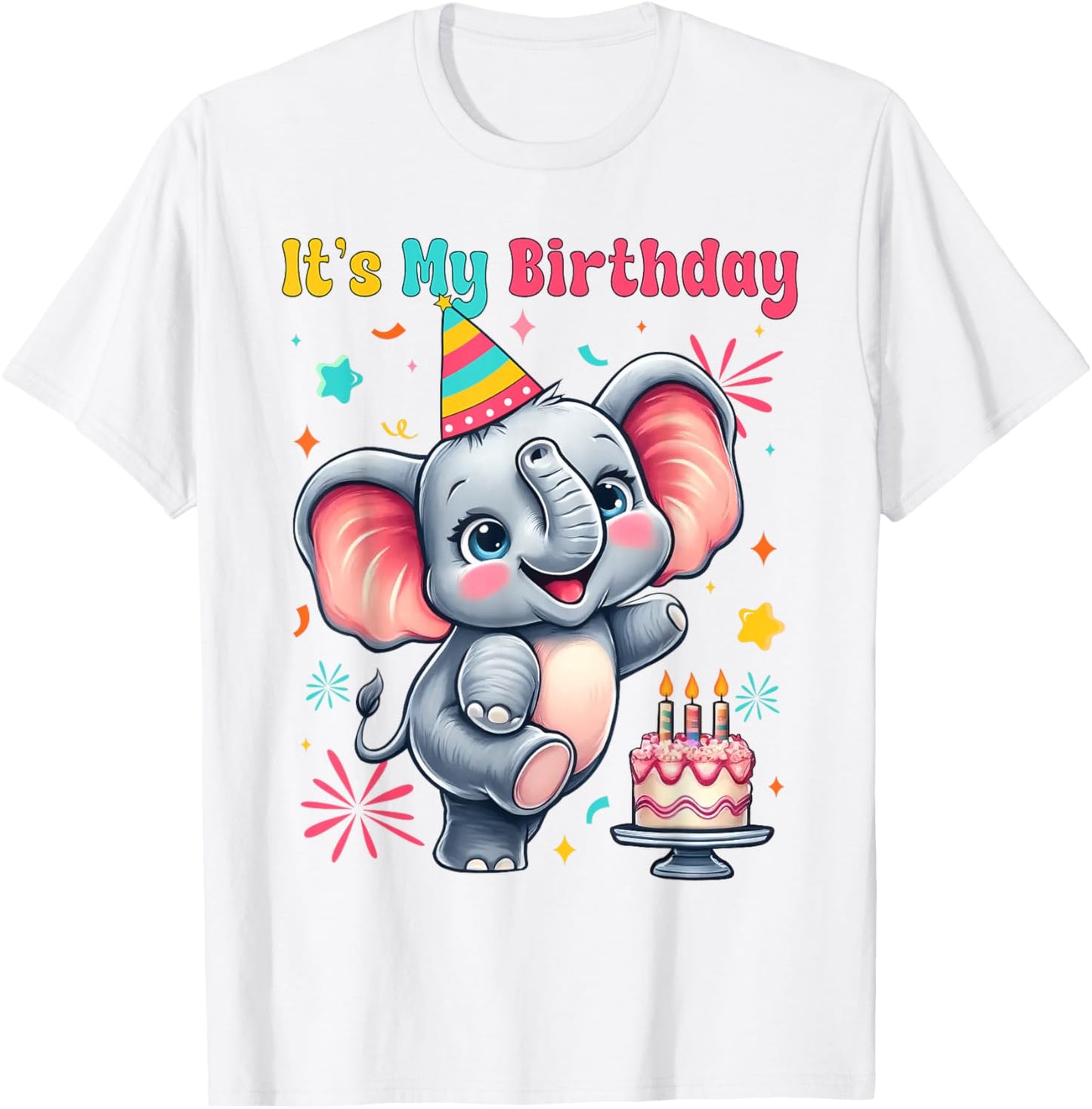 It's My Birthday Boys Girls Kids Toddler Elephant Birthday T-Shirt - T-Shirt | White