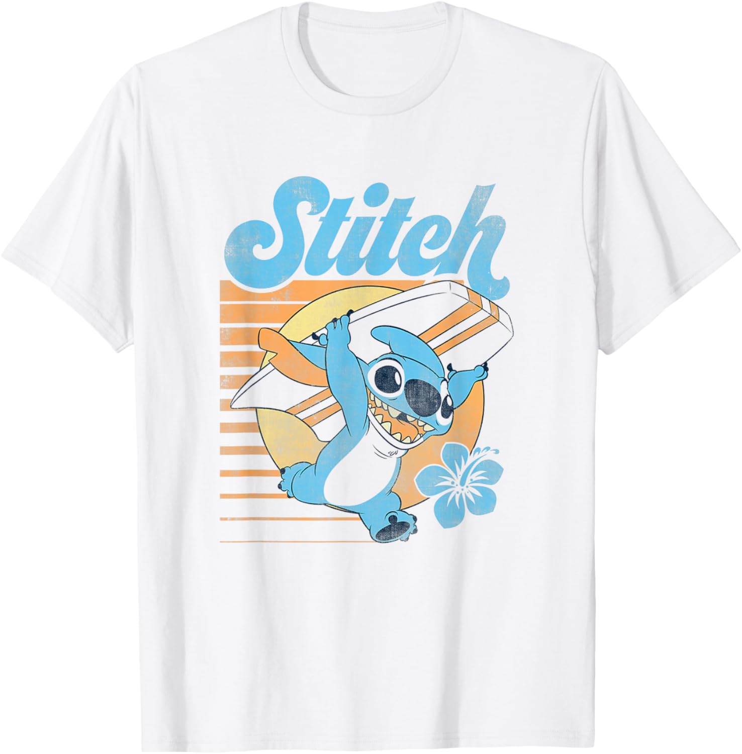 Disney Lilo & Stitch Tropical Vintage Aloha Surf Stitch Logo T-Shirt - T-Shirt | White