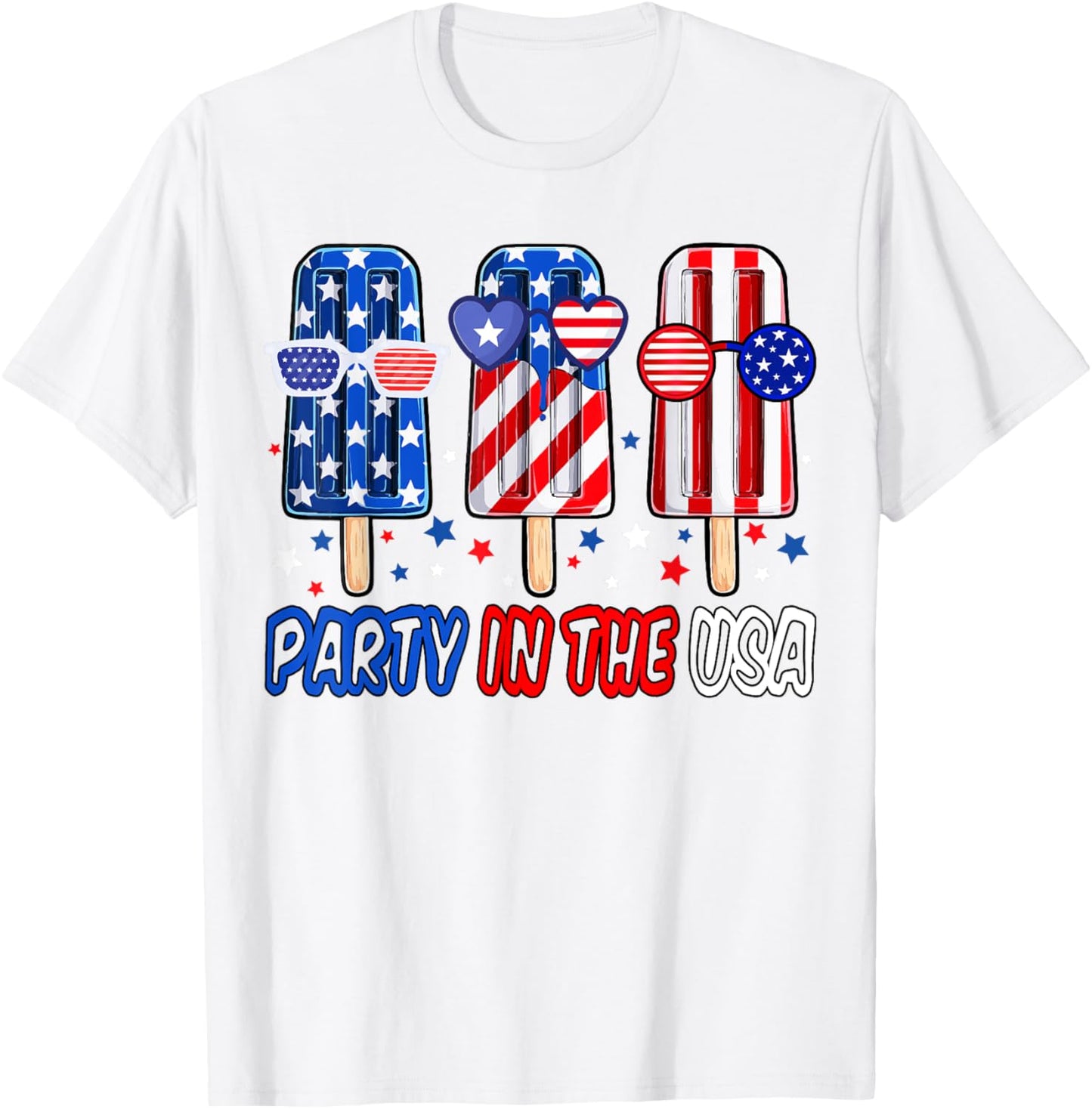 Party In USA 4th July Popsicle Shirt Boys USA Flag American T-Shirt - T-Shirt | White