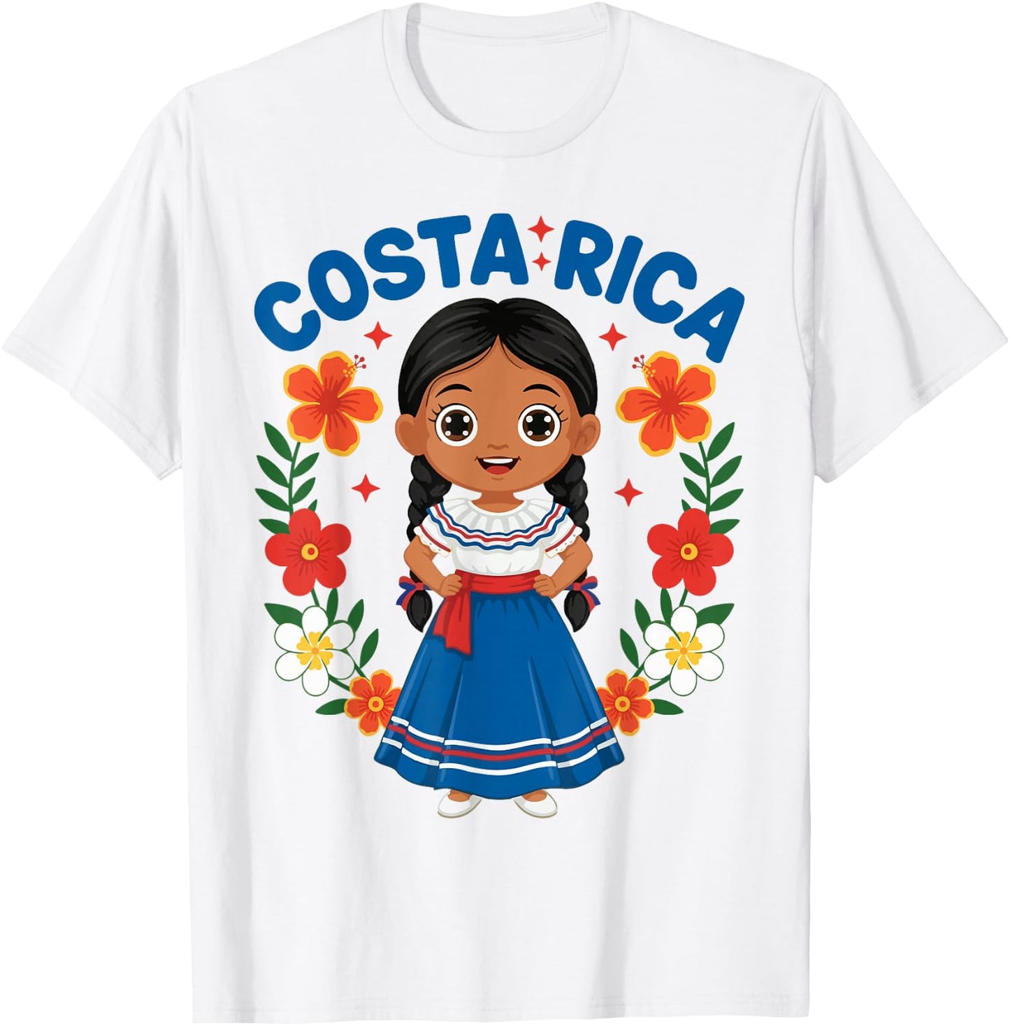Costa Rica Costa Rican Girl Traditional Dress Heritage T-Shirt - T-Shirt | White