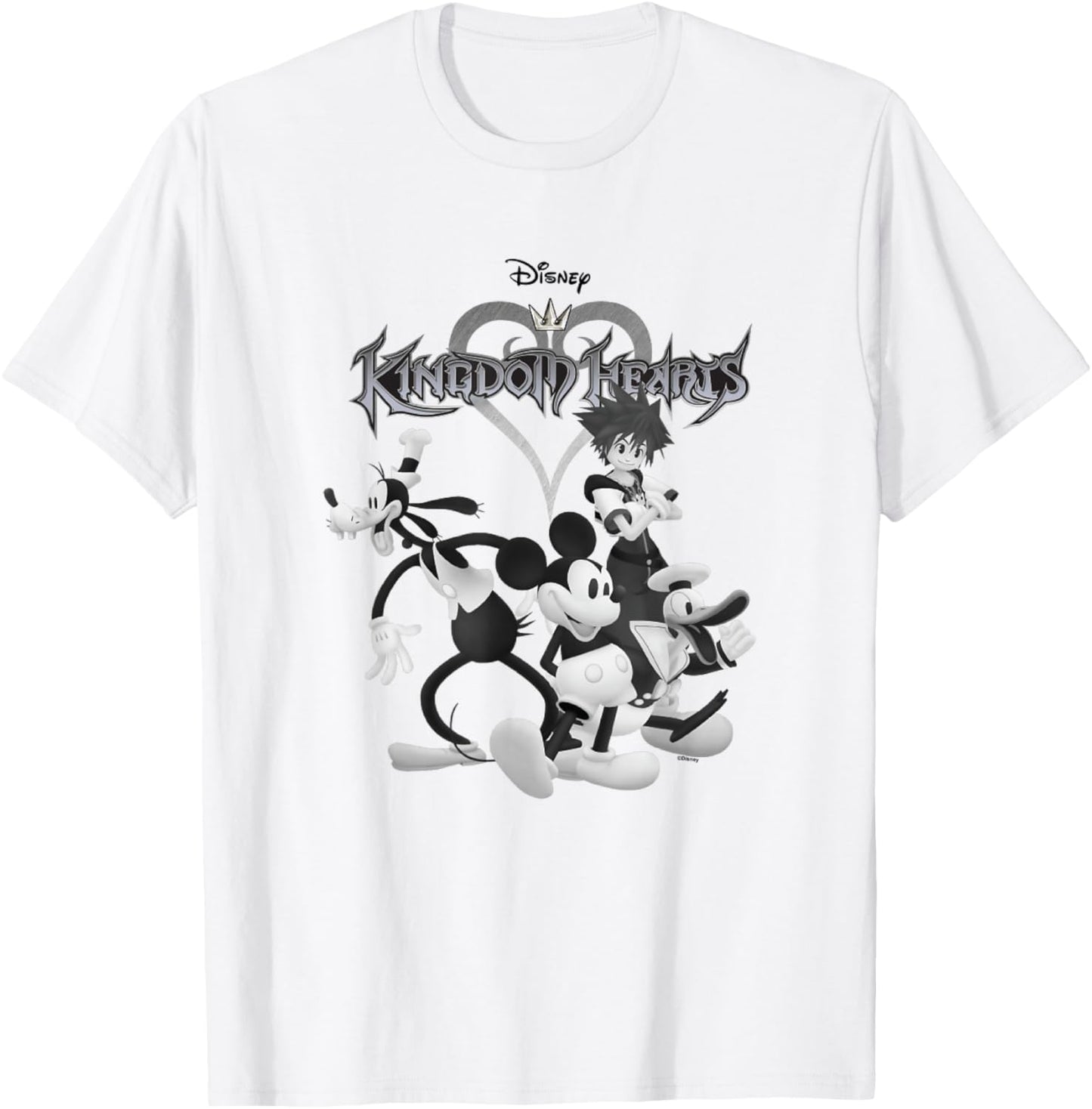 Kingdom Hearts Steamboat Heroes Black and White T-Shirt - T-Shirt | White