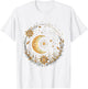 Mystical Sun and Moon with Woman Mystical Flowers Aesthetic T-Shirt - T-Shirt | White