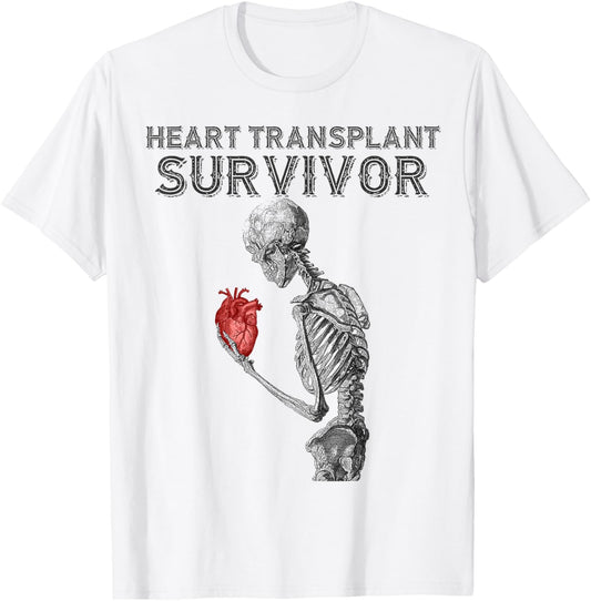 Heart Transplant Survivor Skeleton Red Anatomical Heart T-Shirt - T-Shirt | White