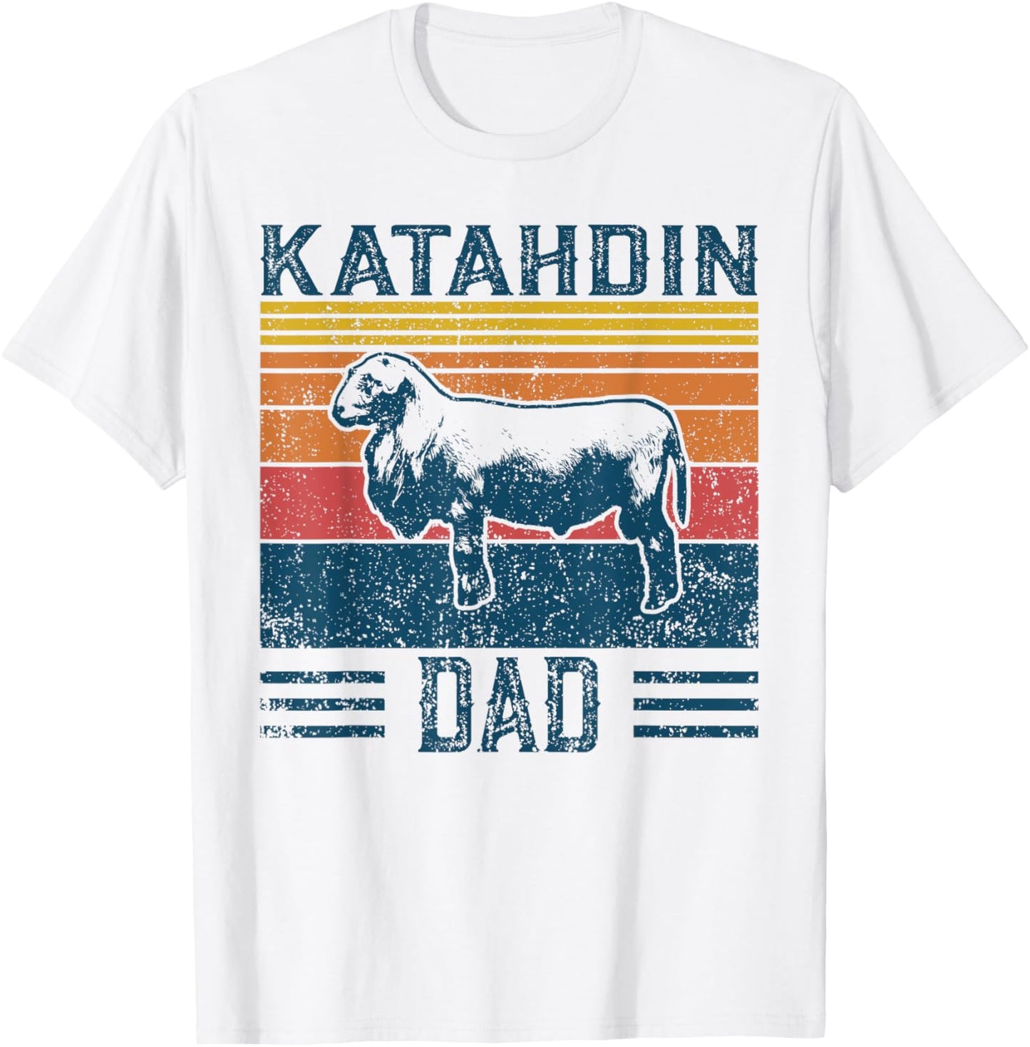 Best Sheep Dad Men - Vintage Katahdin Sheep T-Shirt - T-Shirt | White