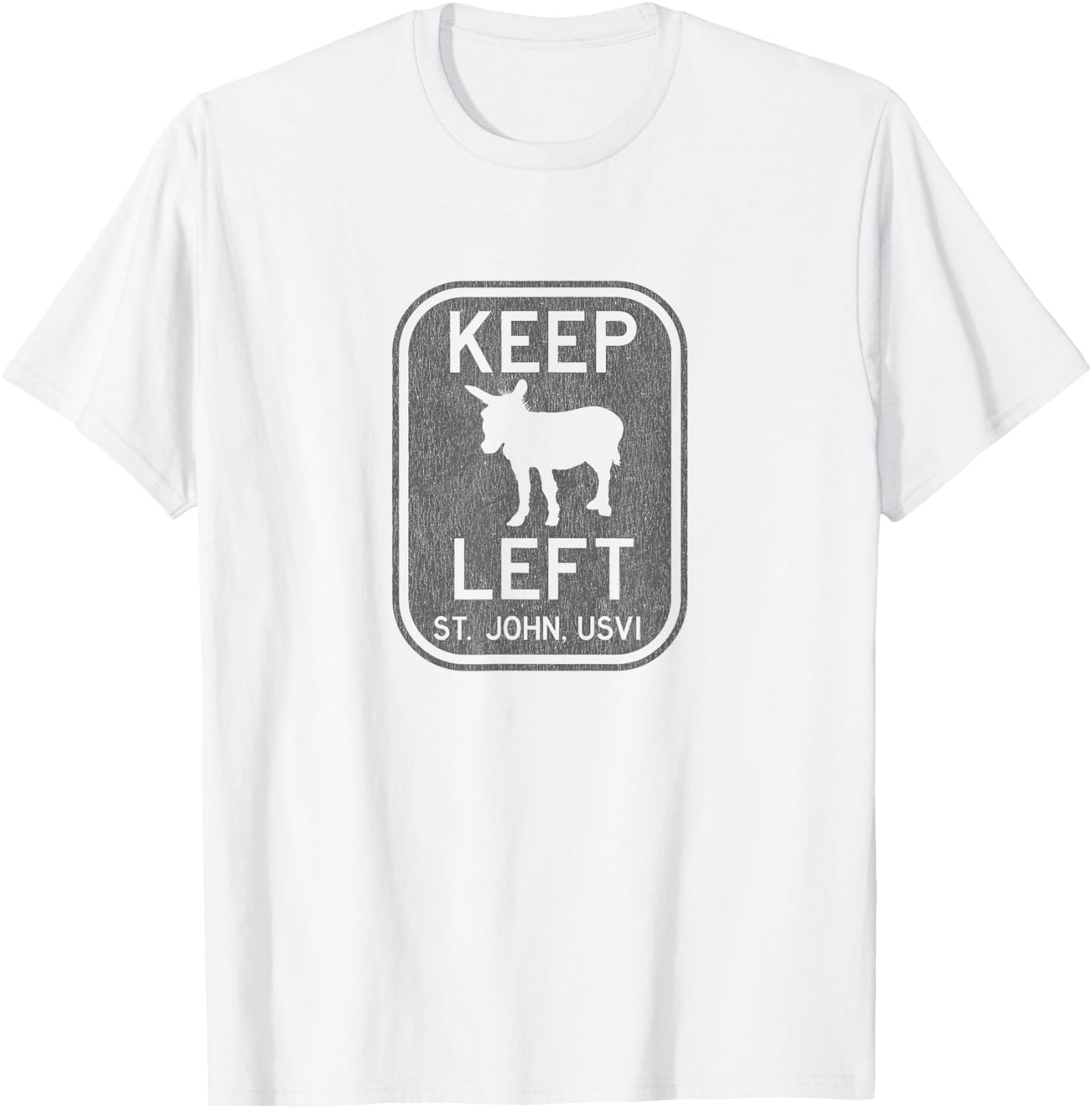 Keep Left St. John USVI Donkey Distressed T-Shirt - T-Shirt | White