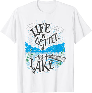 Life Is Better At The Lake Pontoon Boat T-Shirt - T-Shirt | White