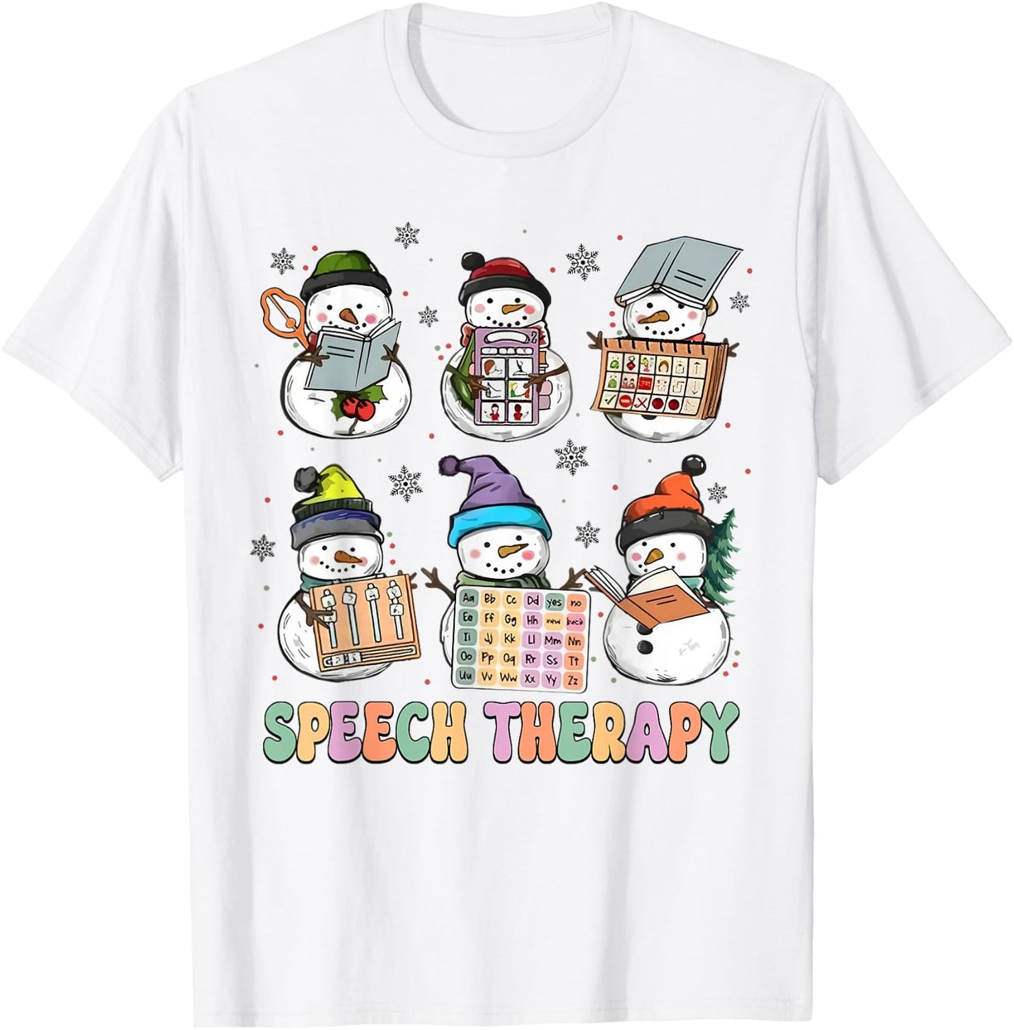 Cute Speech Therapy Christmas Snowman SLP Speech Pathologist T-Shirt - T-Shirt | White