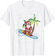 Mele Kalikimaka Hawaii Christmas Surfing Santa T-Shirt - T-Shirt | White
