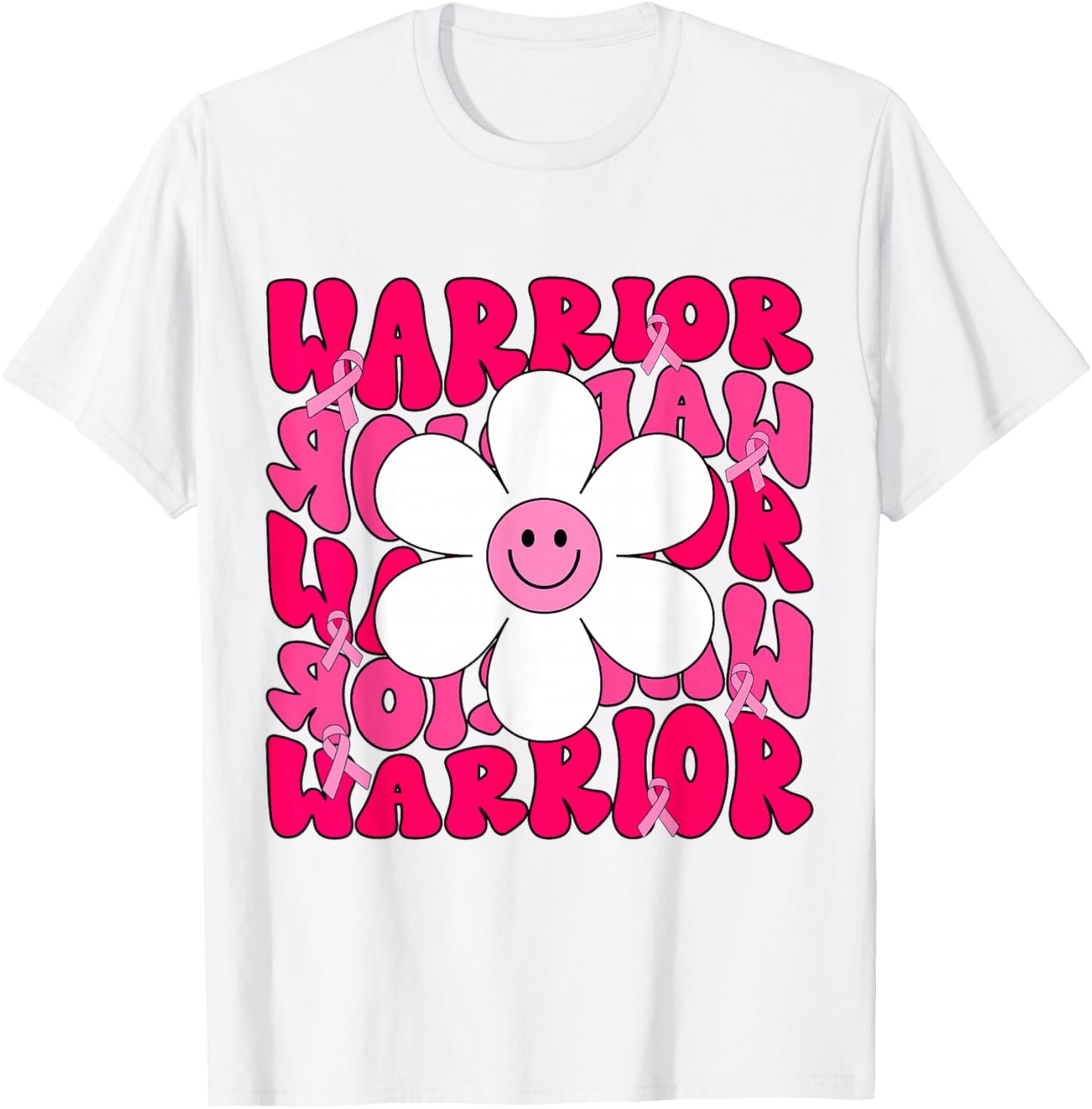 Groovy Breast Cancer Warrior Pink Ribbon T-Shirt - T-Shirt | White