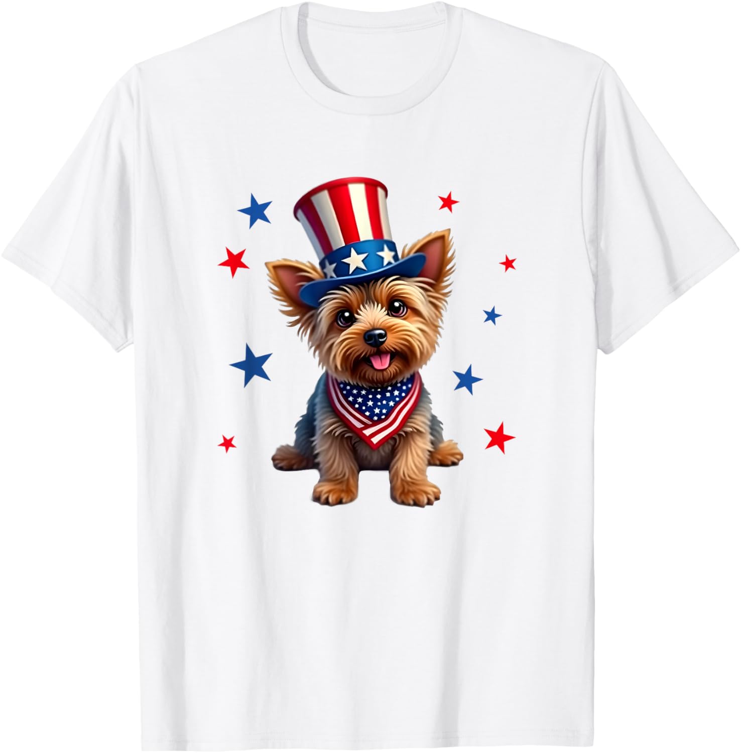 Yorkie, 4th of July, Yorkshire Terrier dog, Patriotic T-Shirt - T-Shirt | White