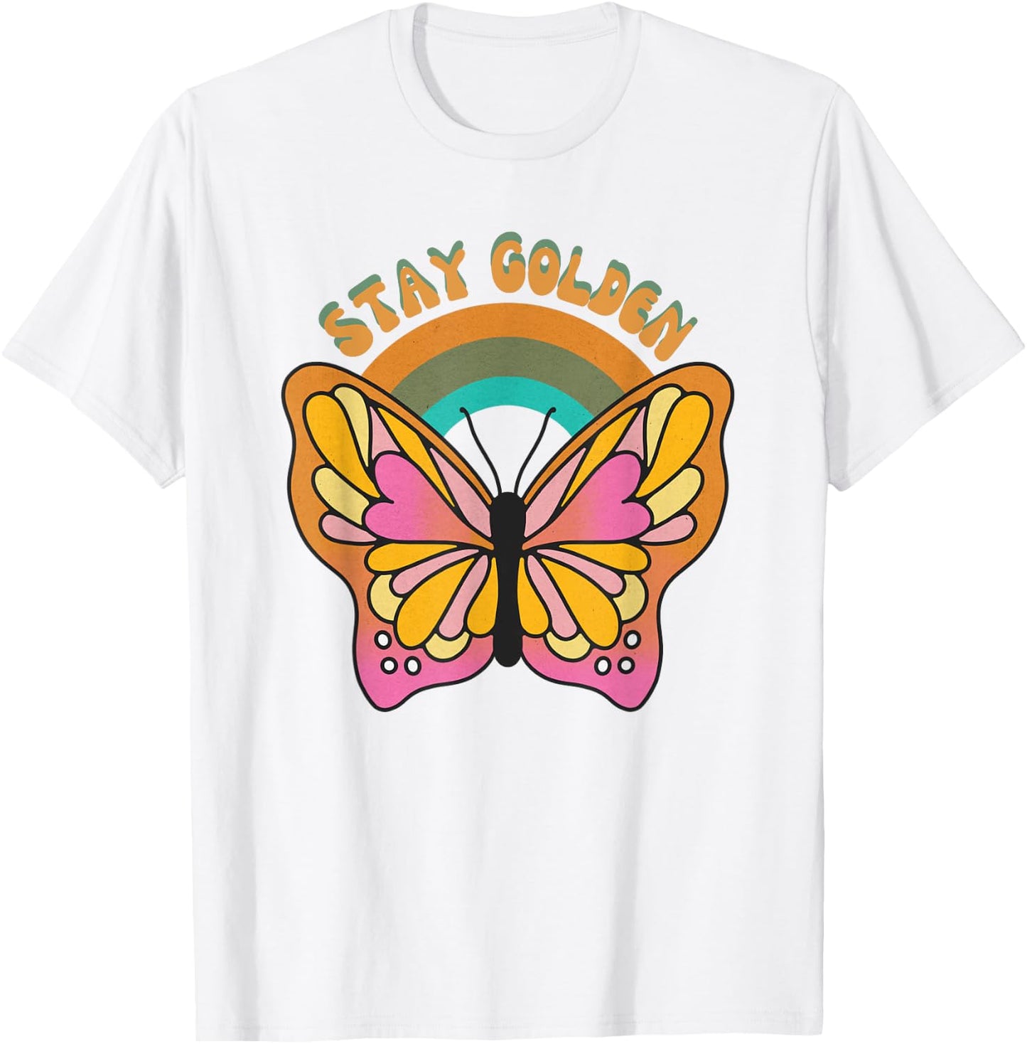 Stay Golden Butterfly Retro Vintage T-Shirt - T-Shirt | White
