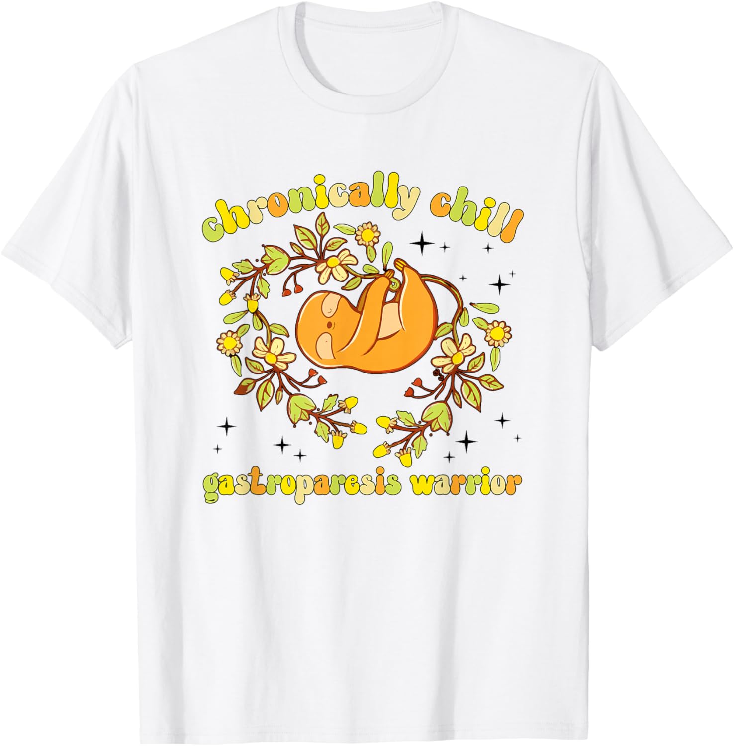 Groovy Gastroparesis Warrior Gastroparesis Awareness Month T-Shirt - T-Shirt | White