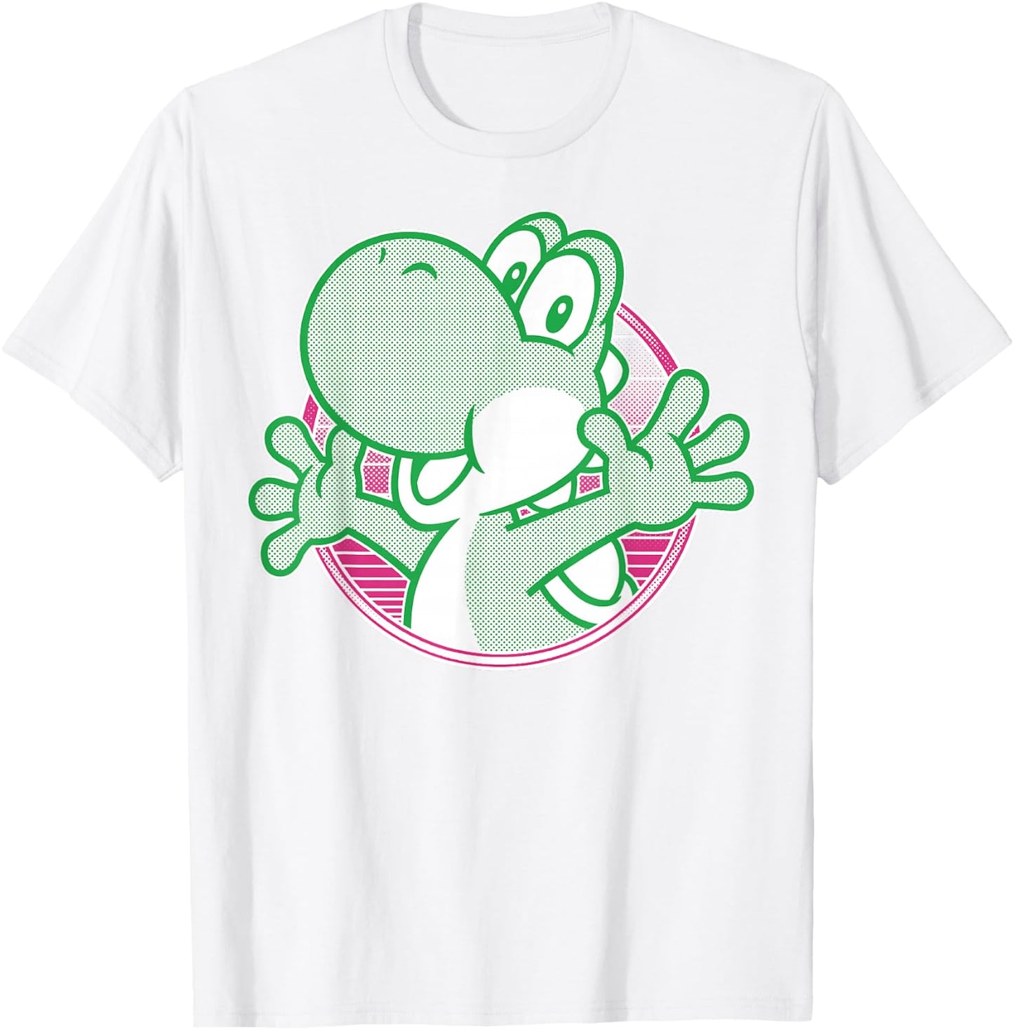 Super Mario Yoshi Neon Circle Portrait T-Shirt - T-Shirt | White