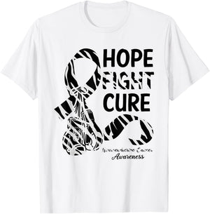 Hope Fight Cure Zebra Ribbon Neuroendocrine Cancer Awareness T-Shirt - T-Shirt | White