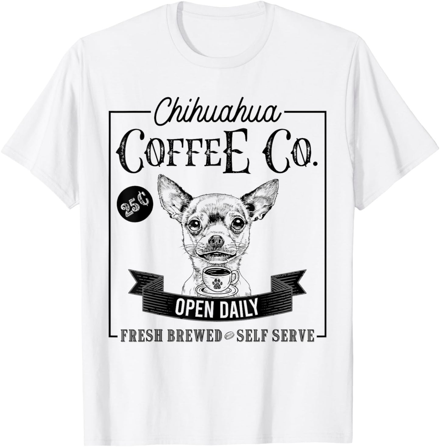 Retro Chihuahua Coffee Funny Dog Mom Coffee Lover Men Women Kids T-Shirt - T-Shirt | White