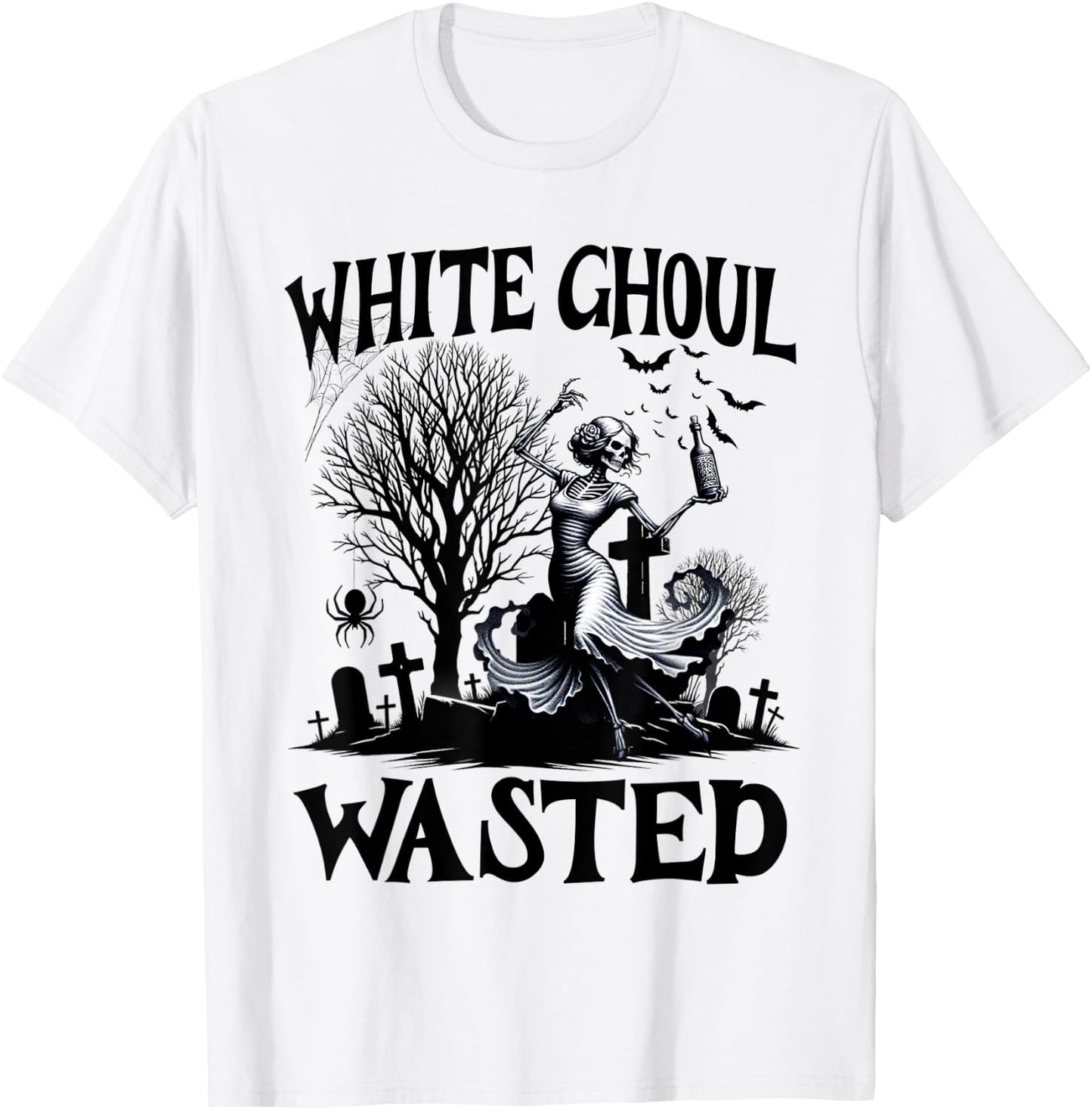 Funny Halloween Drinking Party White Ghoul Wasted Men Women T-Shirt - T-Shirt | White