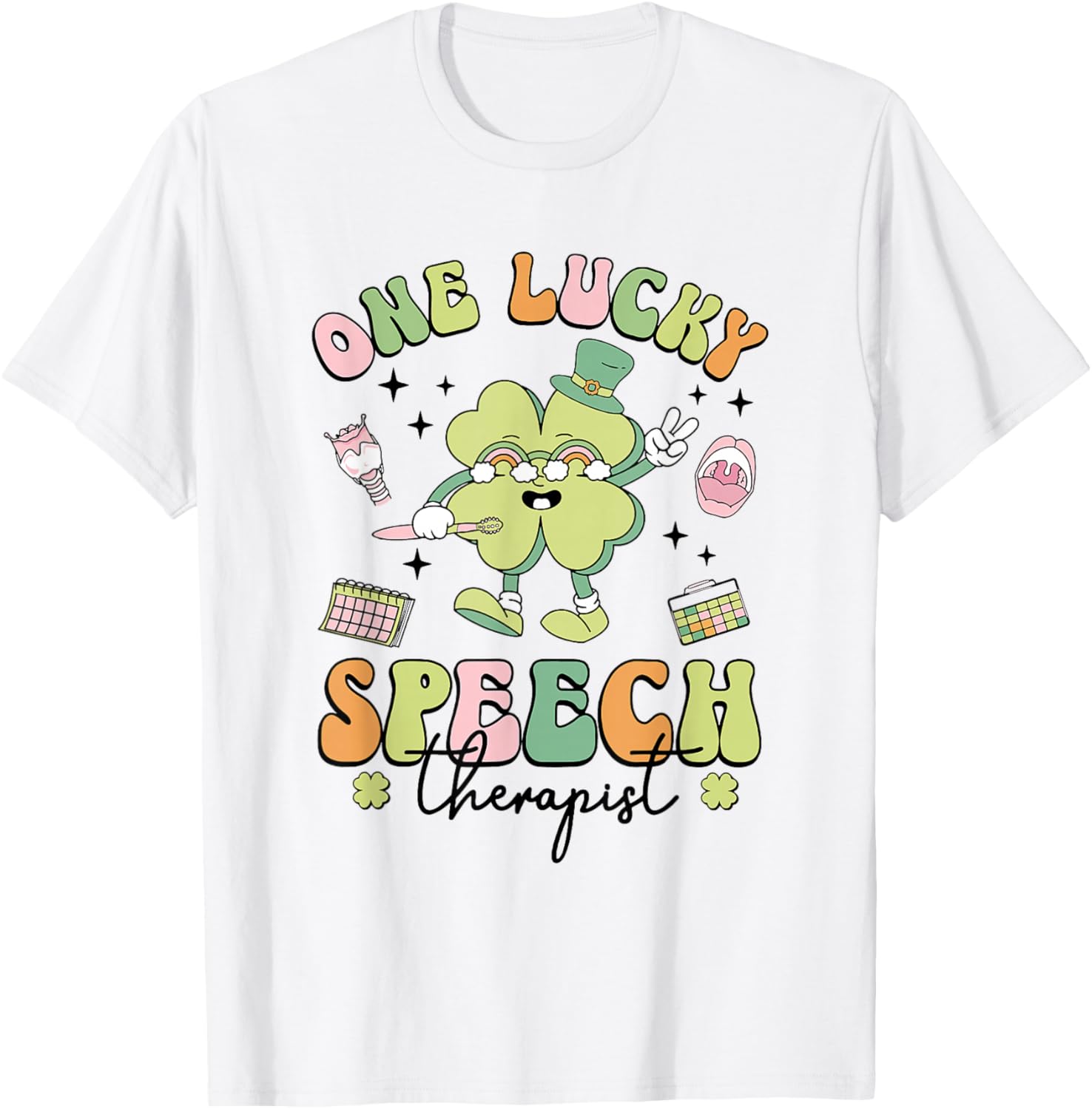 One Lucky Speech Therapist St Patricks Day Speech Therapy T-Shirt - T-Shirt | White
