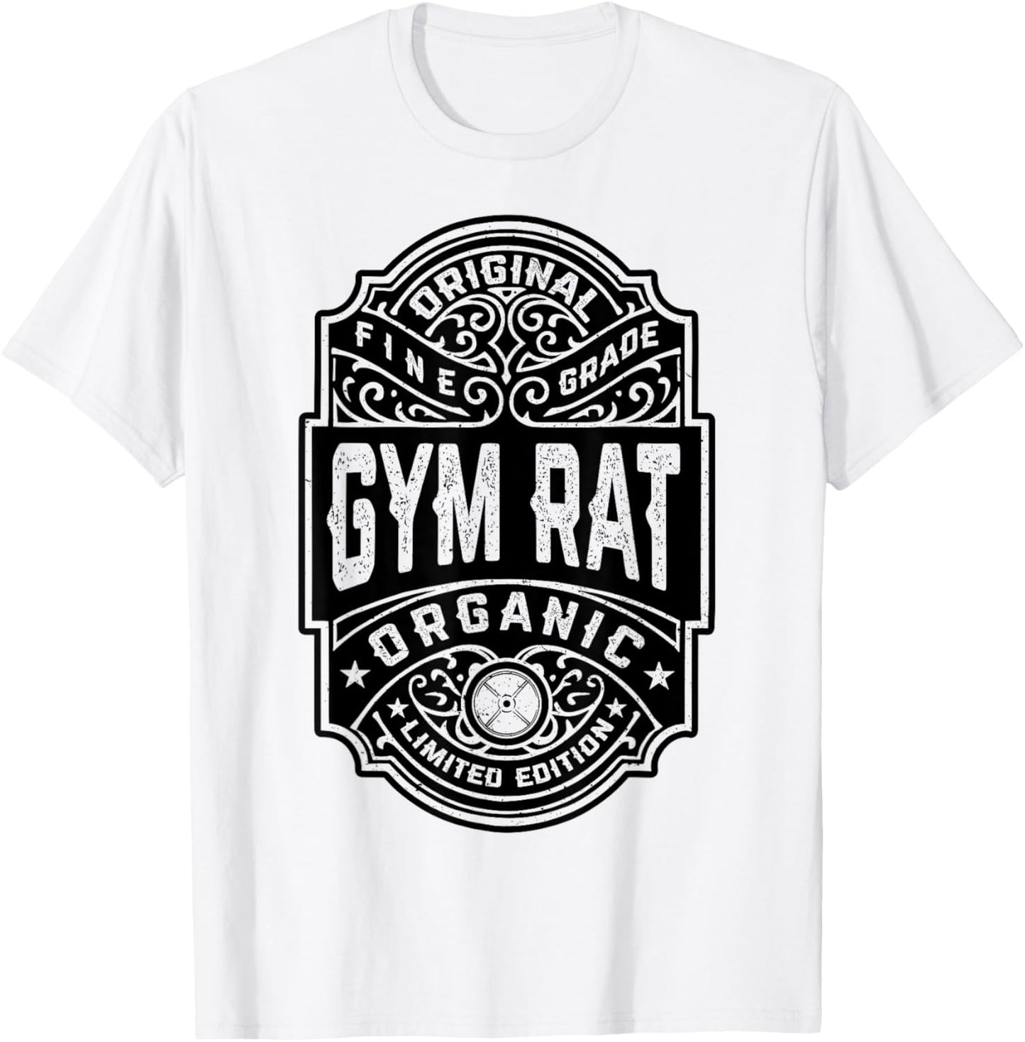 Gym Rat Vintage Whiskey Label Bodybuilding Gym Workout Men T-Shirt - T-Shirt | White