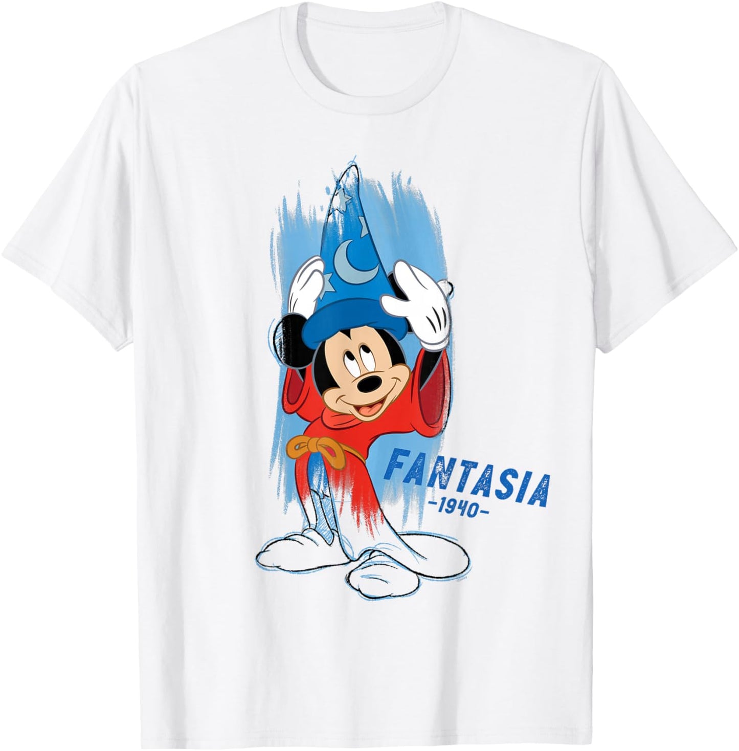 Disney Ink and Paint Sorcerer Mickey Mouse in Fantasia 1940 , Black, S T-Shirt - T-Shirt | White