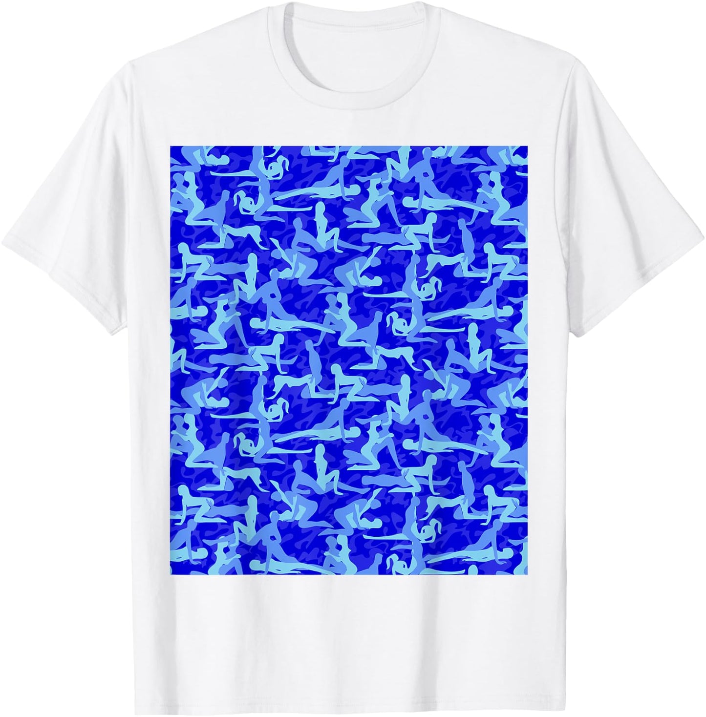 Kamasutra Camouflage (light and royal blue, blue) T-Shirt - T-Shirt | White