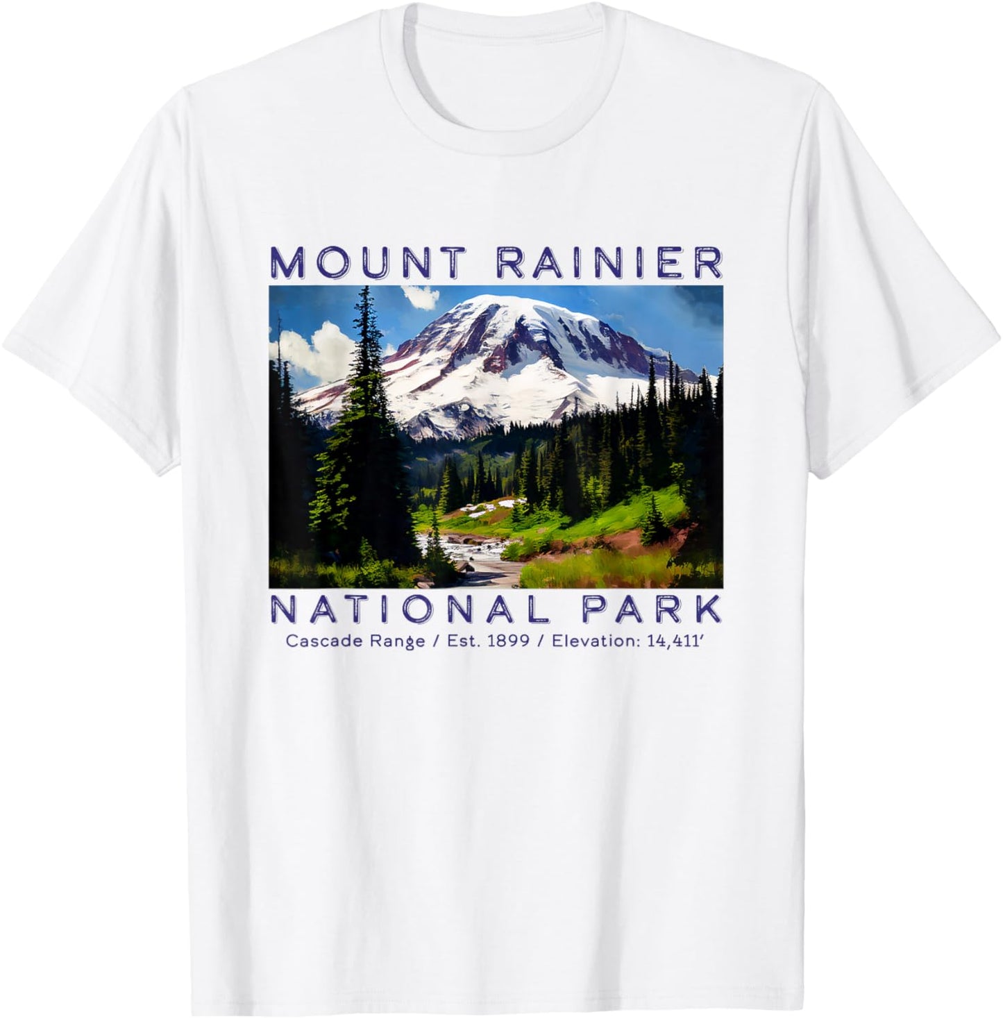 Mt. Rainier National Park Mountain Art Hiking Souvenir T-Shirt - T-Shirt | White