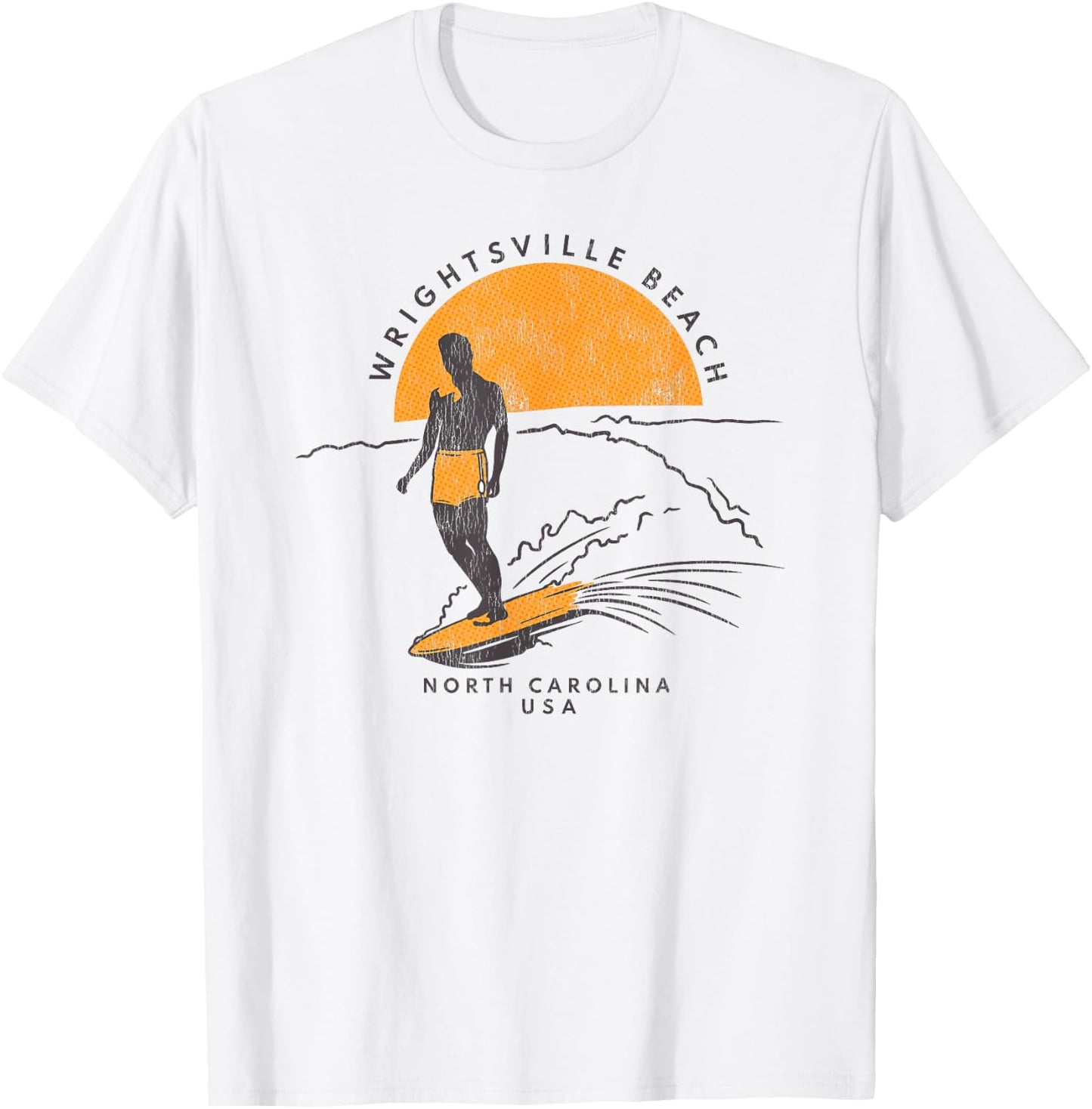 Wrightsville Beach, NC Summertime Living Surfing Peace T-Shirt - T-Shirt | White