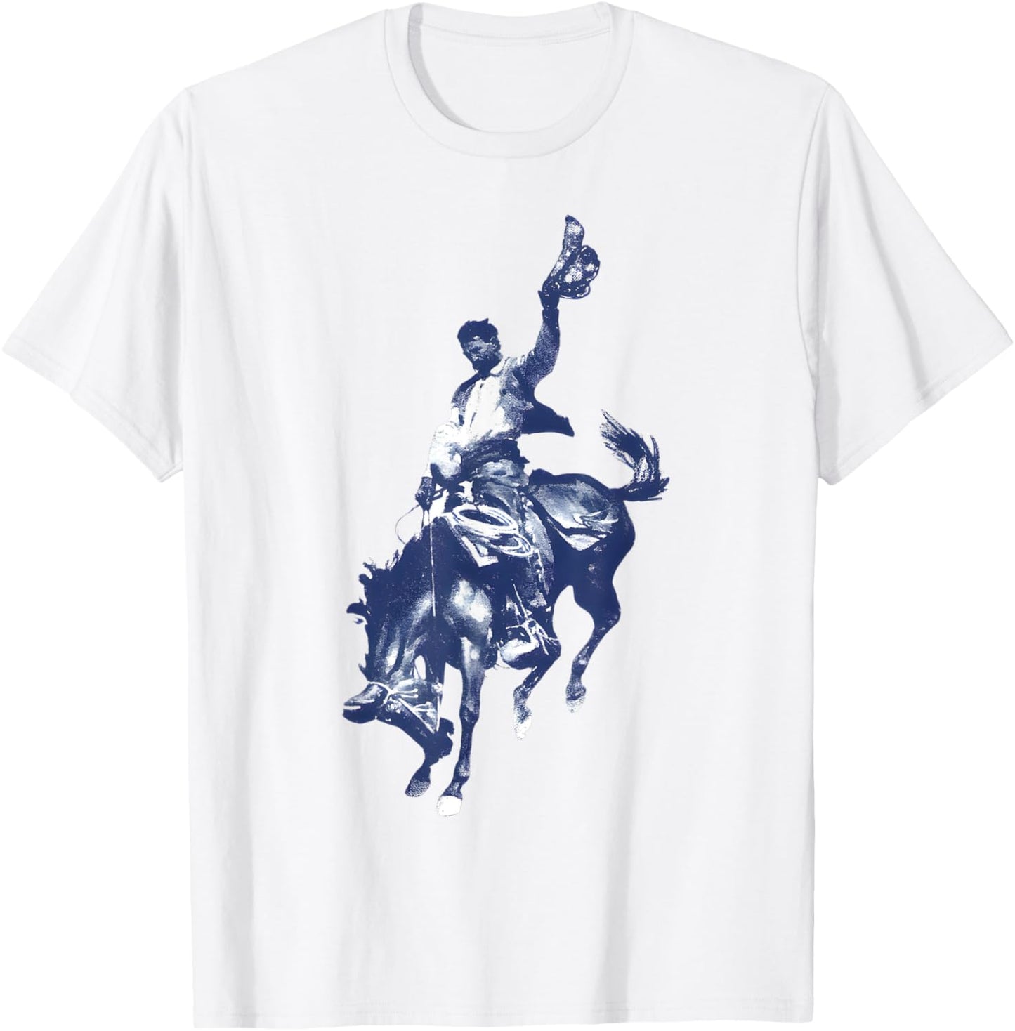 Cowboy Rodeo Horse Western Country Vintage Bronco Riding T-Shirt - T-Shirt | White