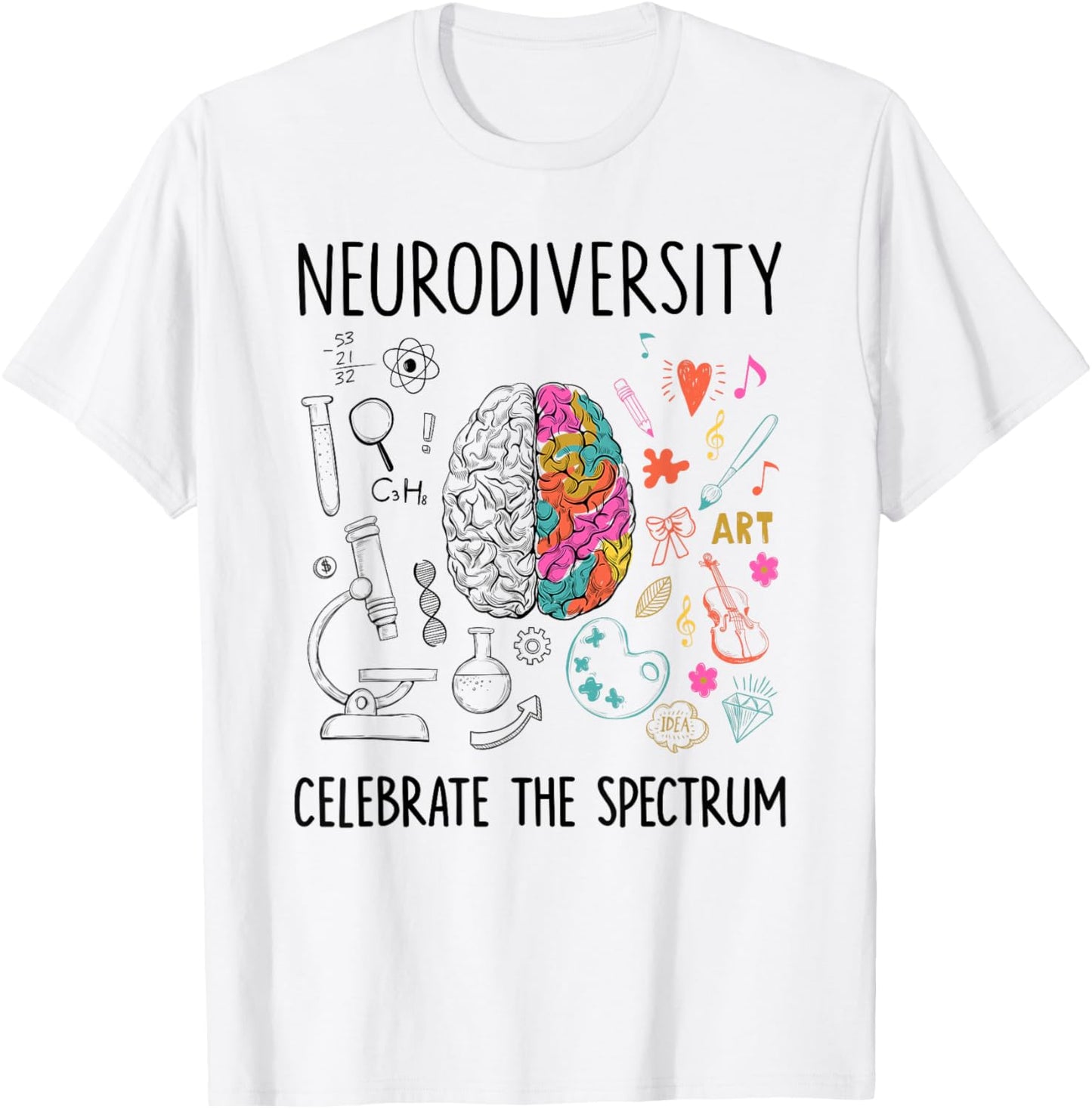 Neurodiversity celebrate the spectrum Brain Autism Awareness T-Shirt - T-Shirt | White