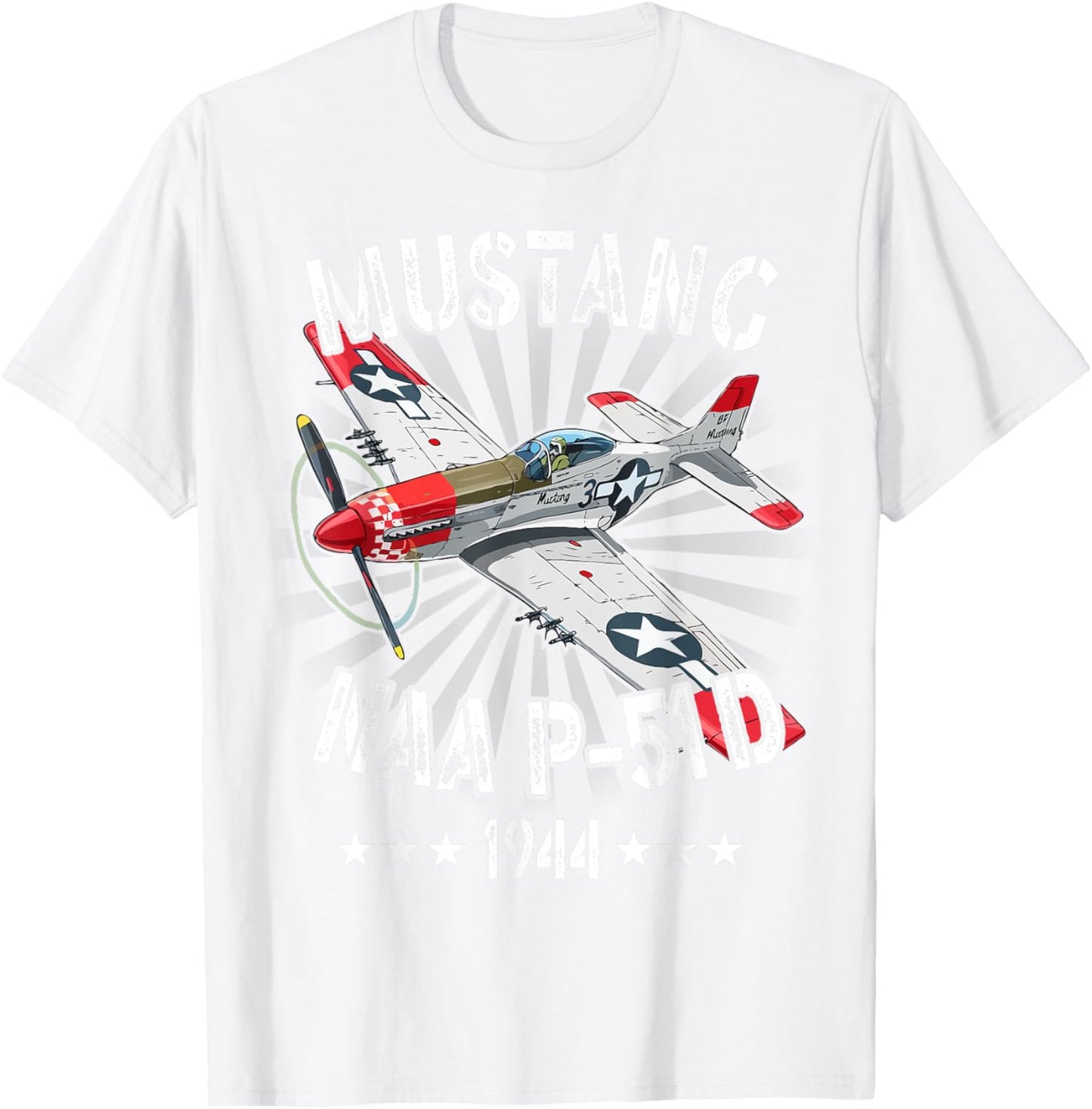 P-51D Mustang Vintage North American P-51D Fighter Warbirds T-Shirt - T-Shirt | White