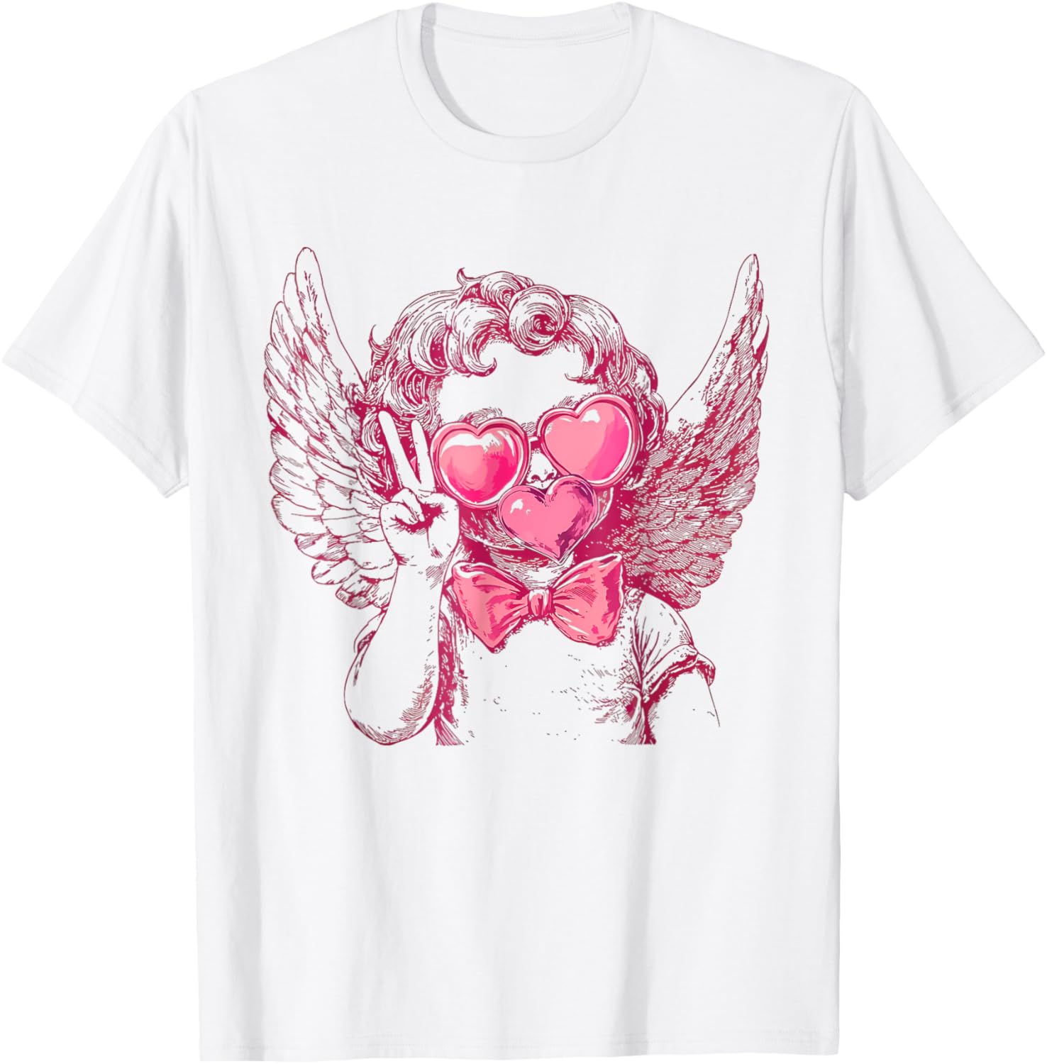 Cute Cupid Sunglasses Blowing Bubble Valentines Day Retro T-Shirt - T-Shirt | White