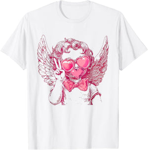 Cute Cupid Sunglasses Blowing Bubble Valentines Day Retro T-Shirt - T-Shirt | White