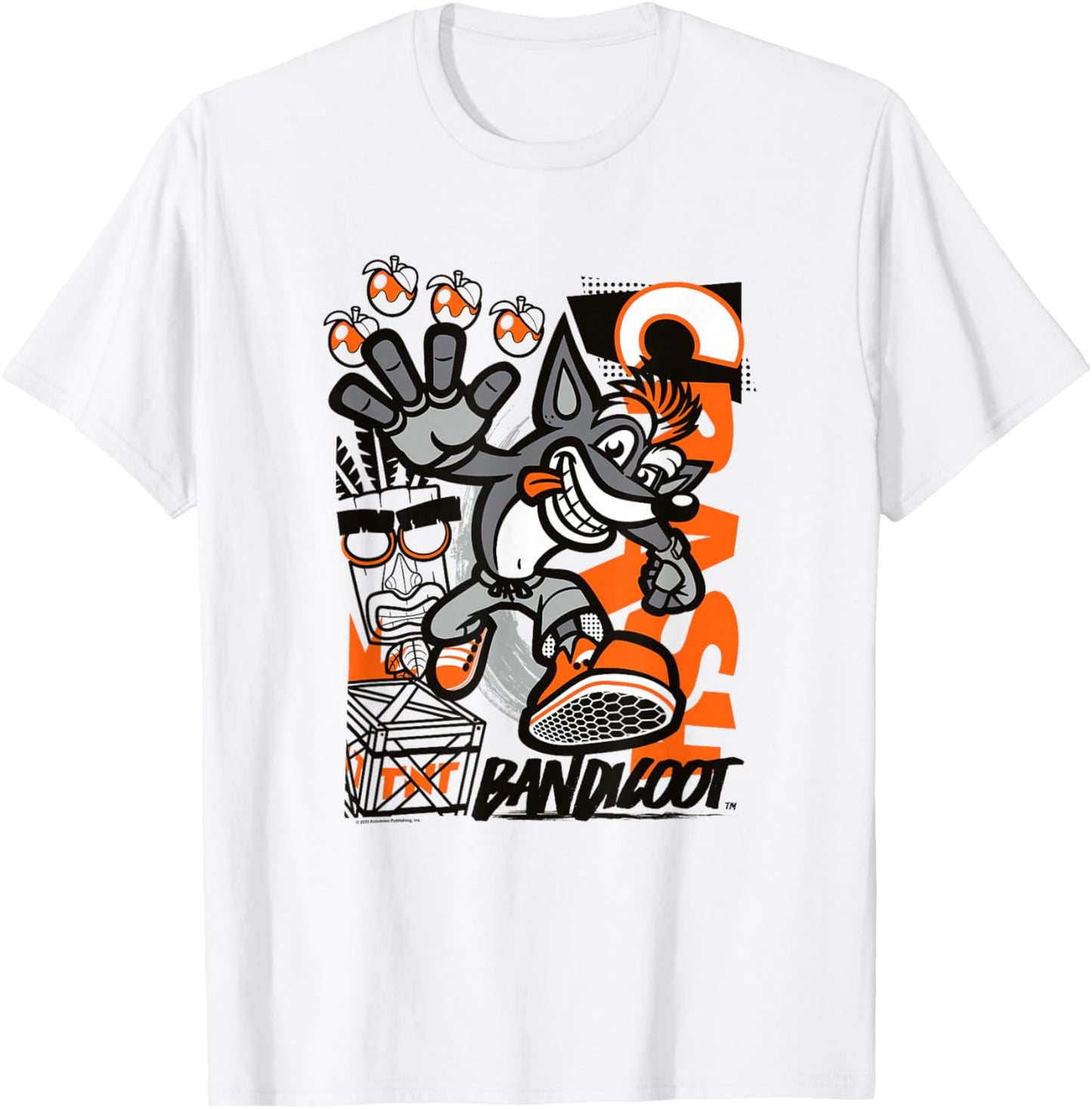 Crash Bandicoot Retro Vintage Crash Aku Aku Graffiti Poster T-Shirt - T-Shirt | White