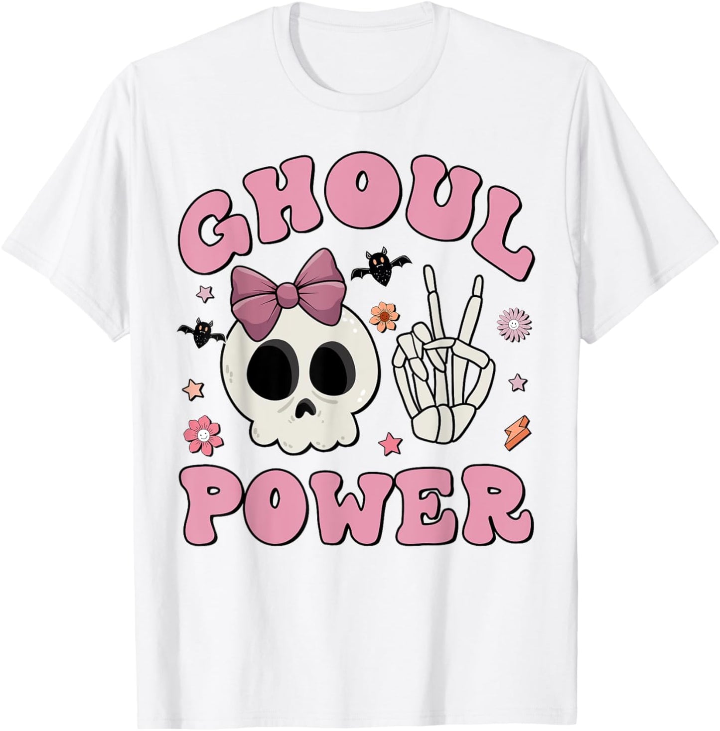 Retro Ghoul Power Halloween Girl Power Skull Toddler Kids T-Shirt - T-Shirt | White