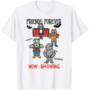 Dracula Frankenstein Mummy Werewolf Horror Movie Monsters T-Shirt - T-Shirt | White