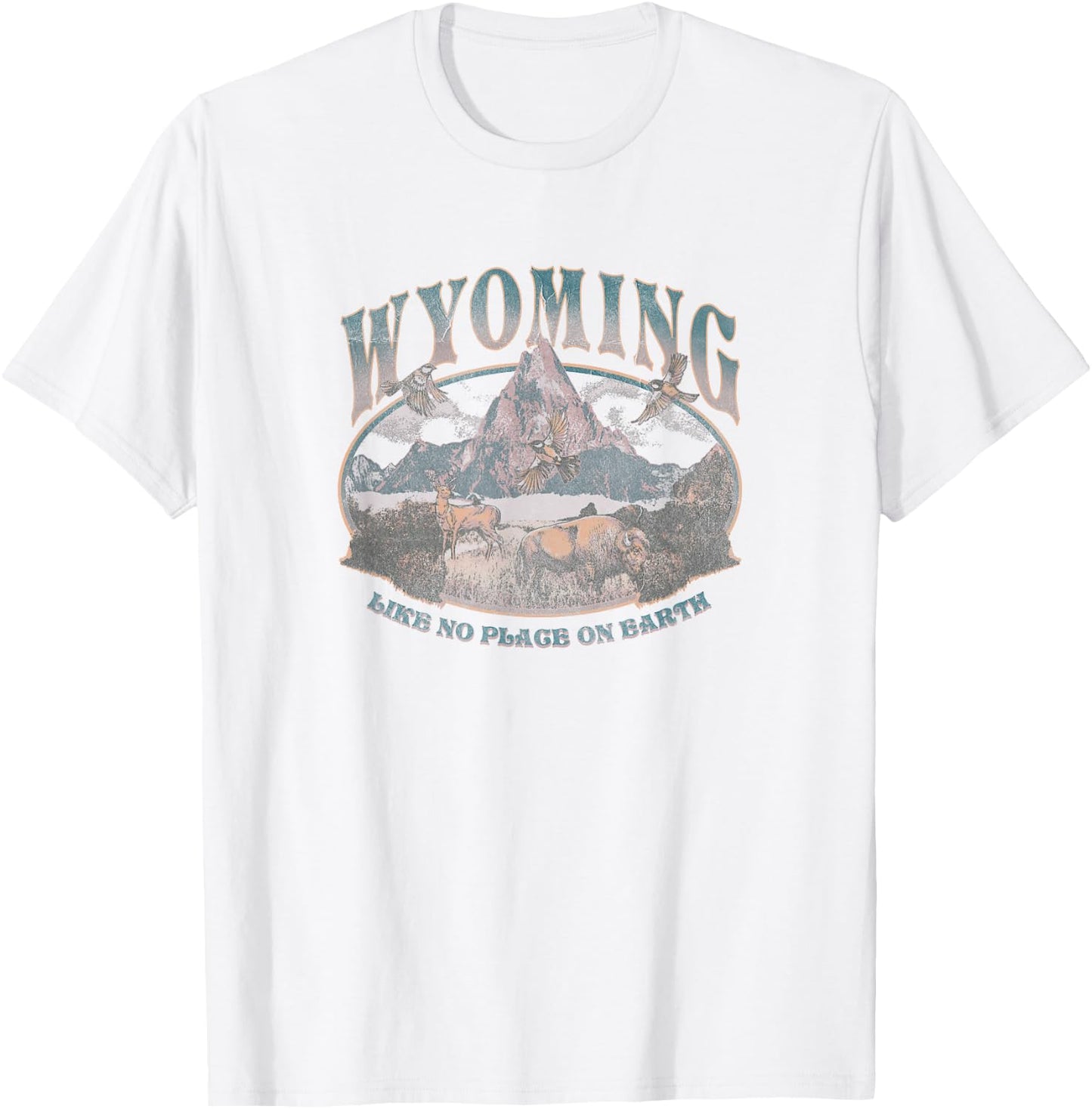 Earth Day Wyoming Like No Place On Earth Mountain Scene T-Shirt - T-Shirt | White