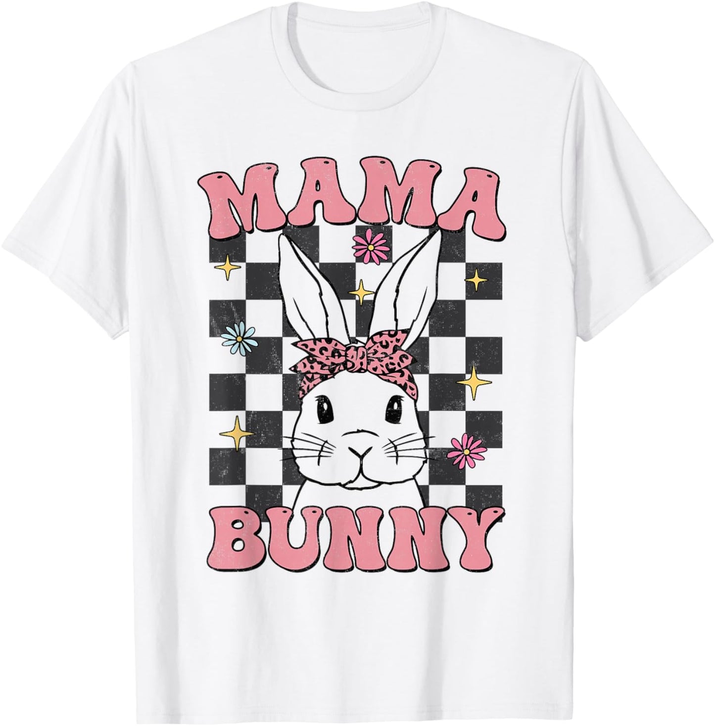Retro Groovy Mama Bunny Matching Family Easter Mom Mother T-Shirt - T-Shirt | White