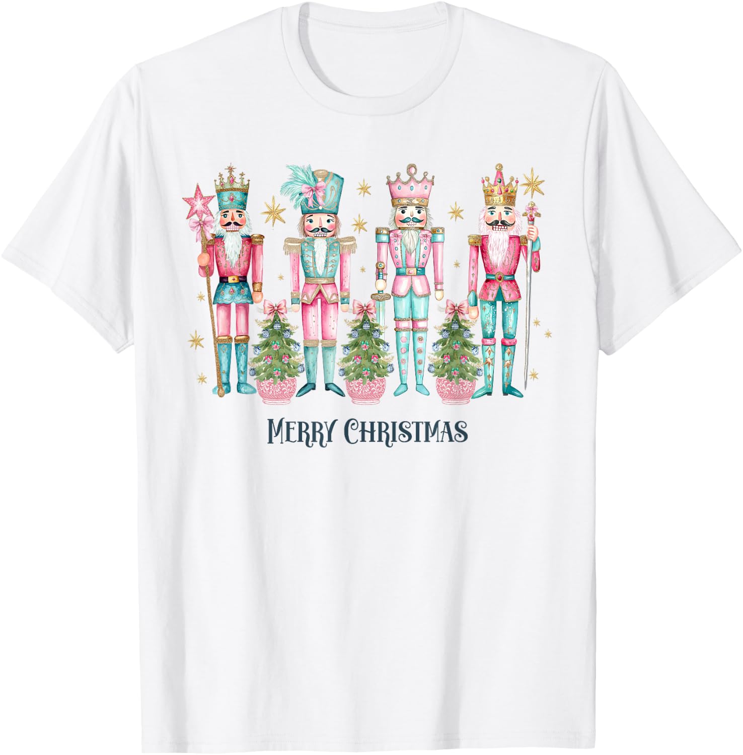 Nutcracker Christmas Pink Teal Coquette Y2K Ballet T-Shirt - T-Shirt | White