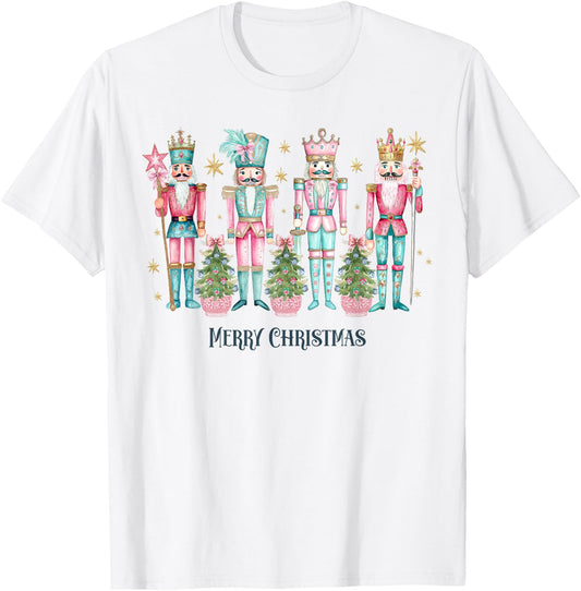 Nutcracker Christmas Pink Teal Coquette Y2K Ballet T-Shirt - T-Shirt | White