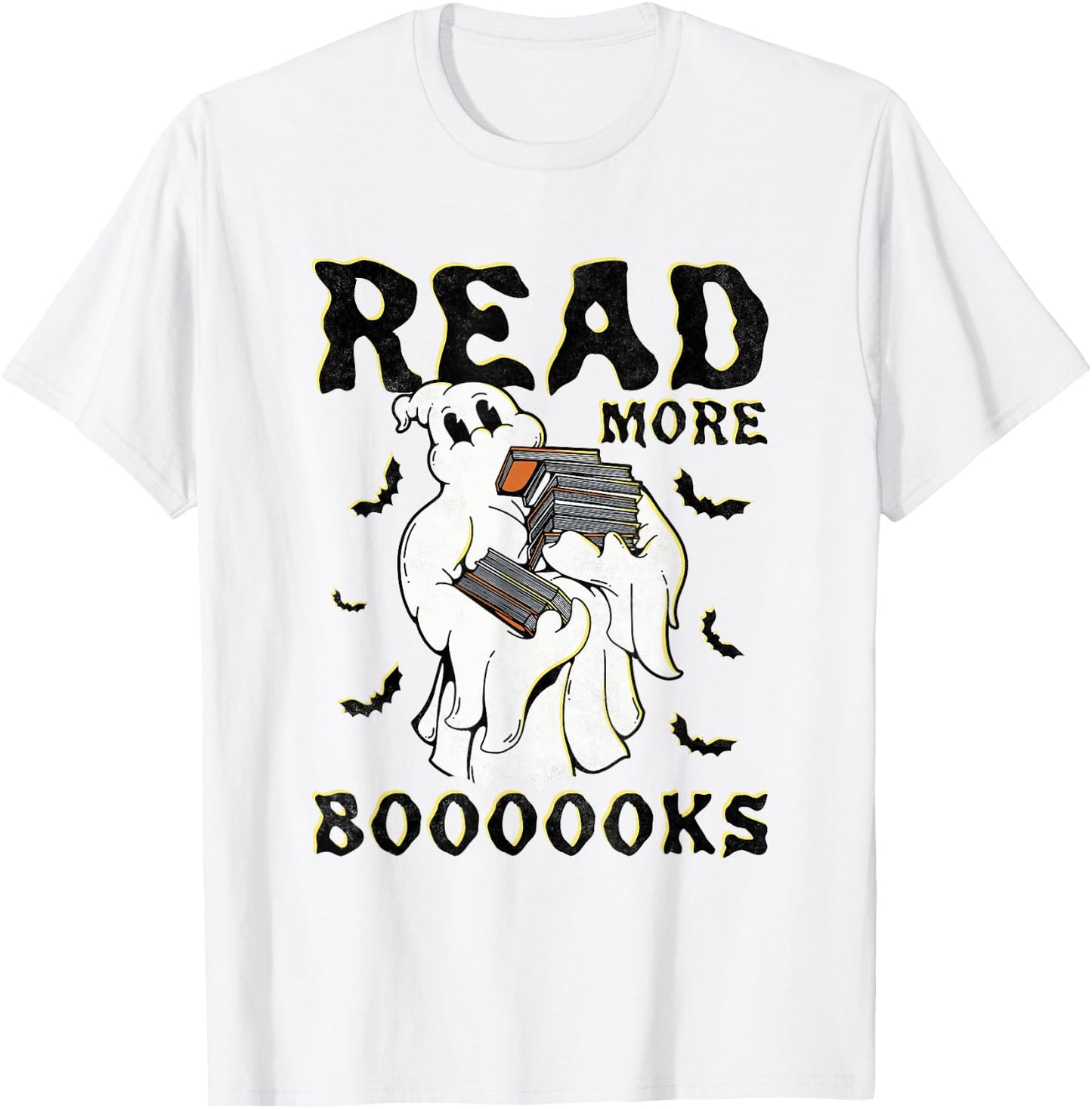 Read More Boooooks, Halloween Book Reading Ghost T-Shirt - T-Shirt | White