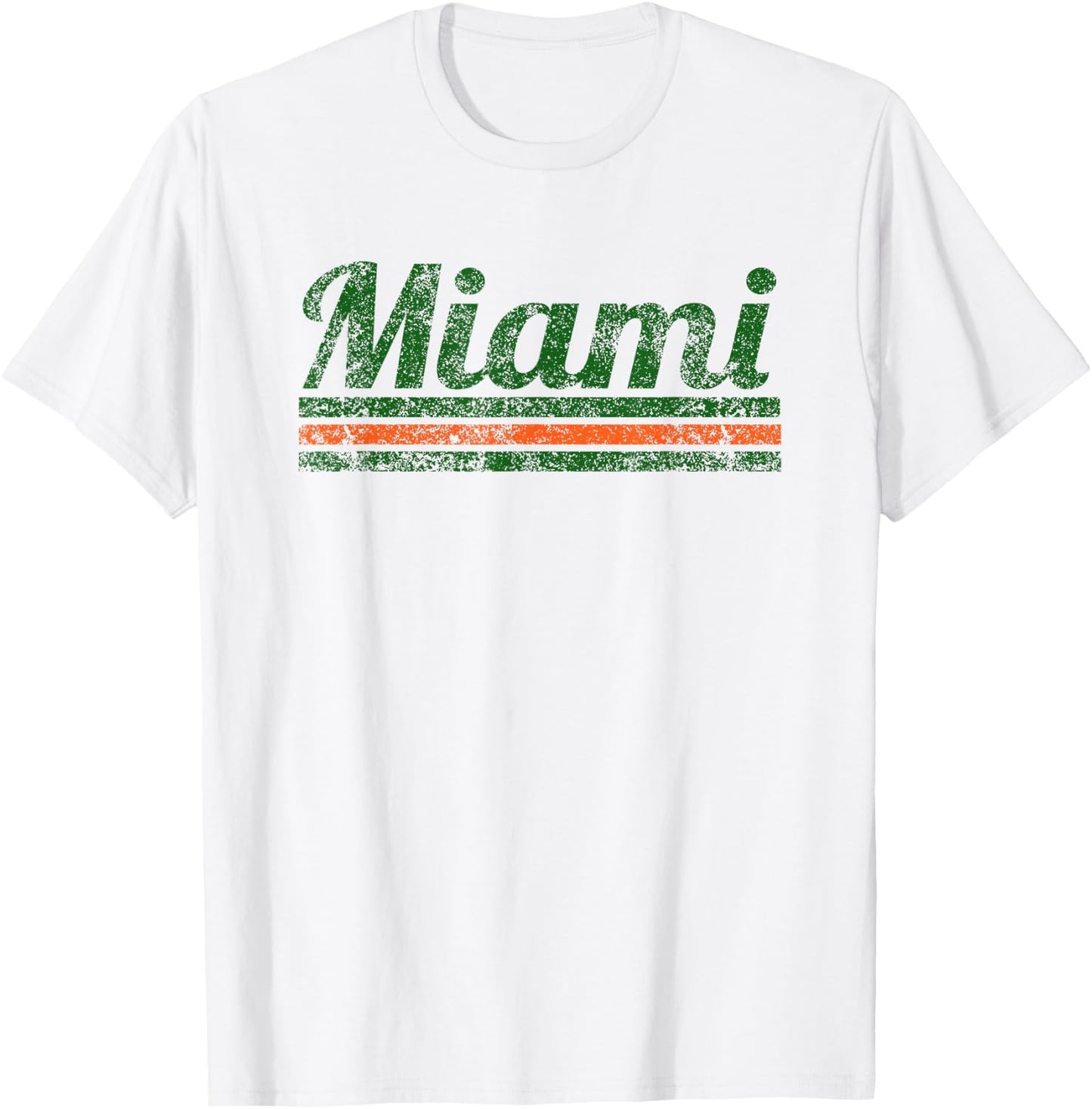 Miami Florida Retro Vintage Weathered Stripe Throwback T-Shirt - T-Shirt | White