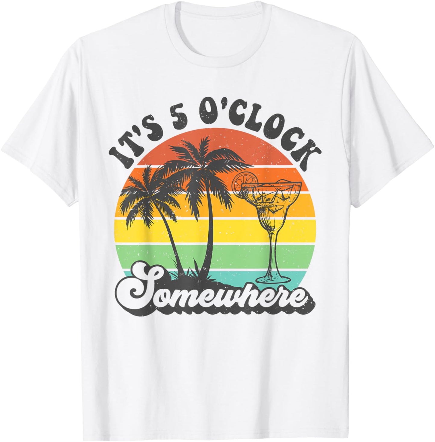 It's 5 O'clock Somewhere Coconut Tree Funny Summer Beach Women T-Shirt - T-Shirt | White