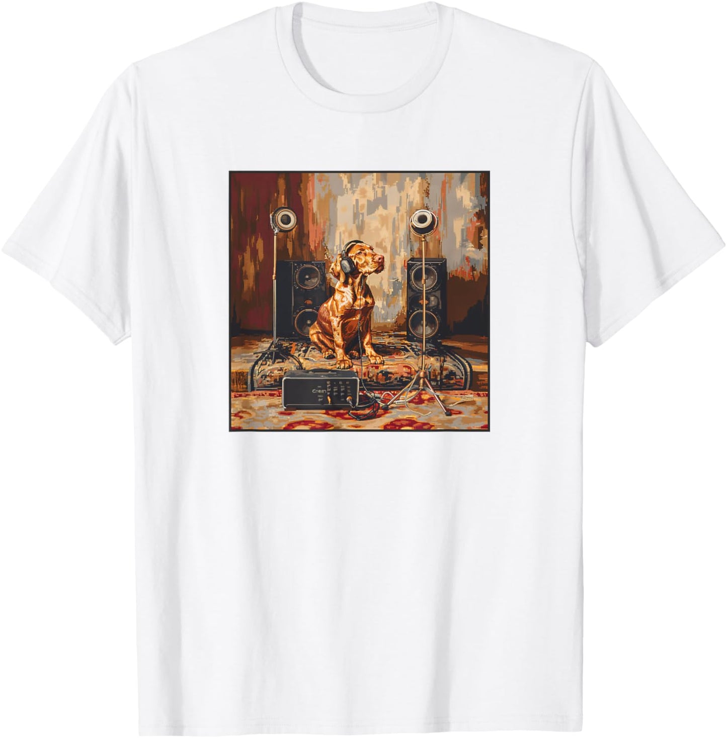 Vizsla Music Lover Painting Dog T-Shirt - T-Shirt | White