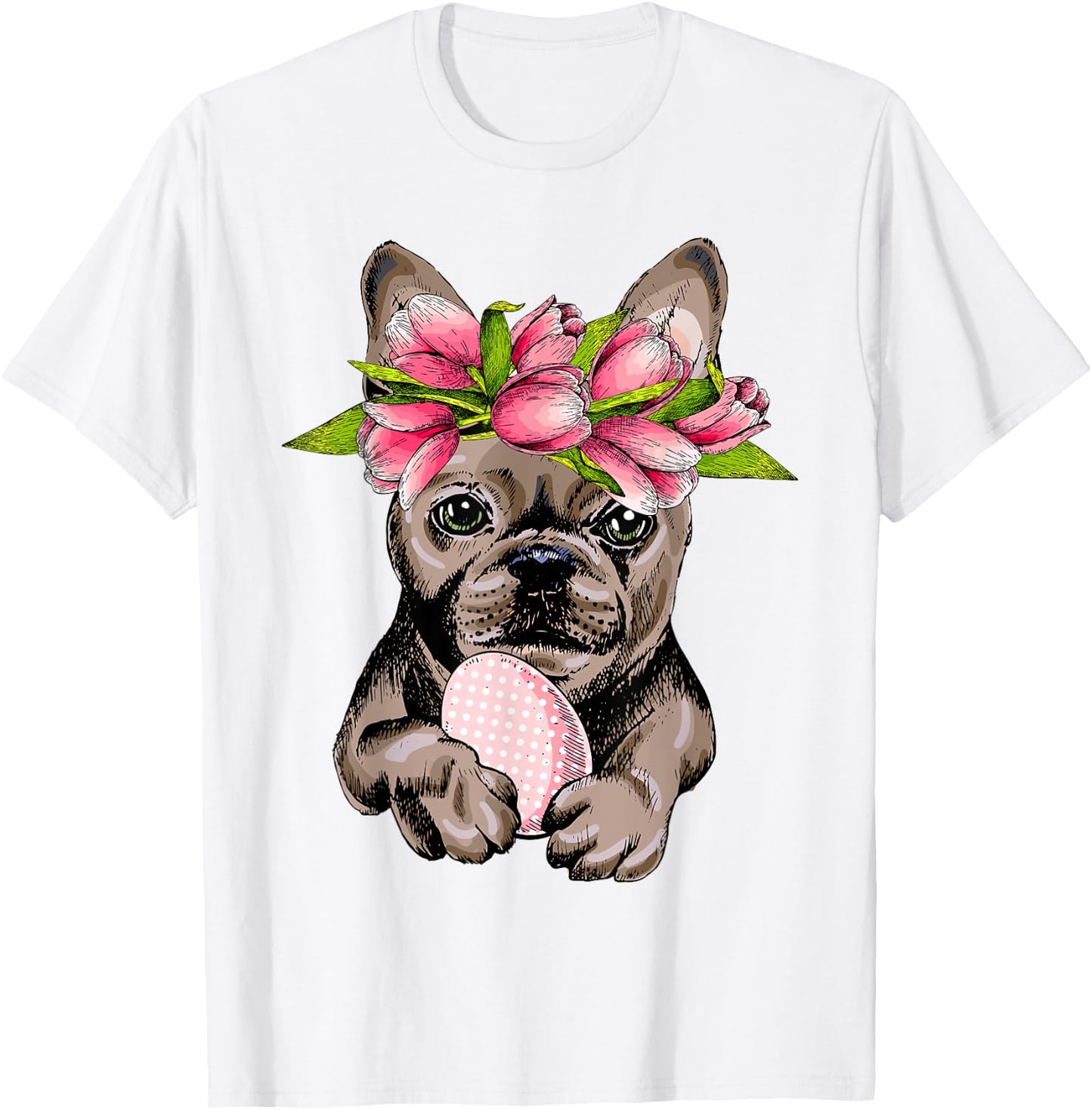 Bunny French Bulldog Dog Happy Easter Day Lover Egg Hunt Men Women Girls Kids T-Shirt - T-Shirt | White