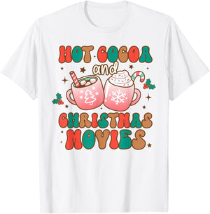 Hot Cocoa and Christmas Movies Xmas Matching Pj Pajama T-Shirt - T-Shirt | White