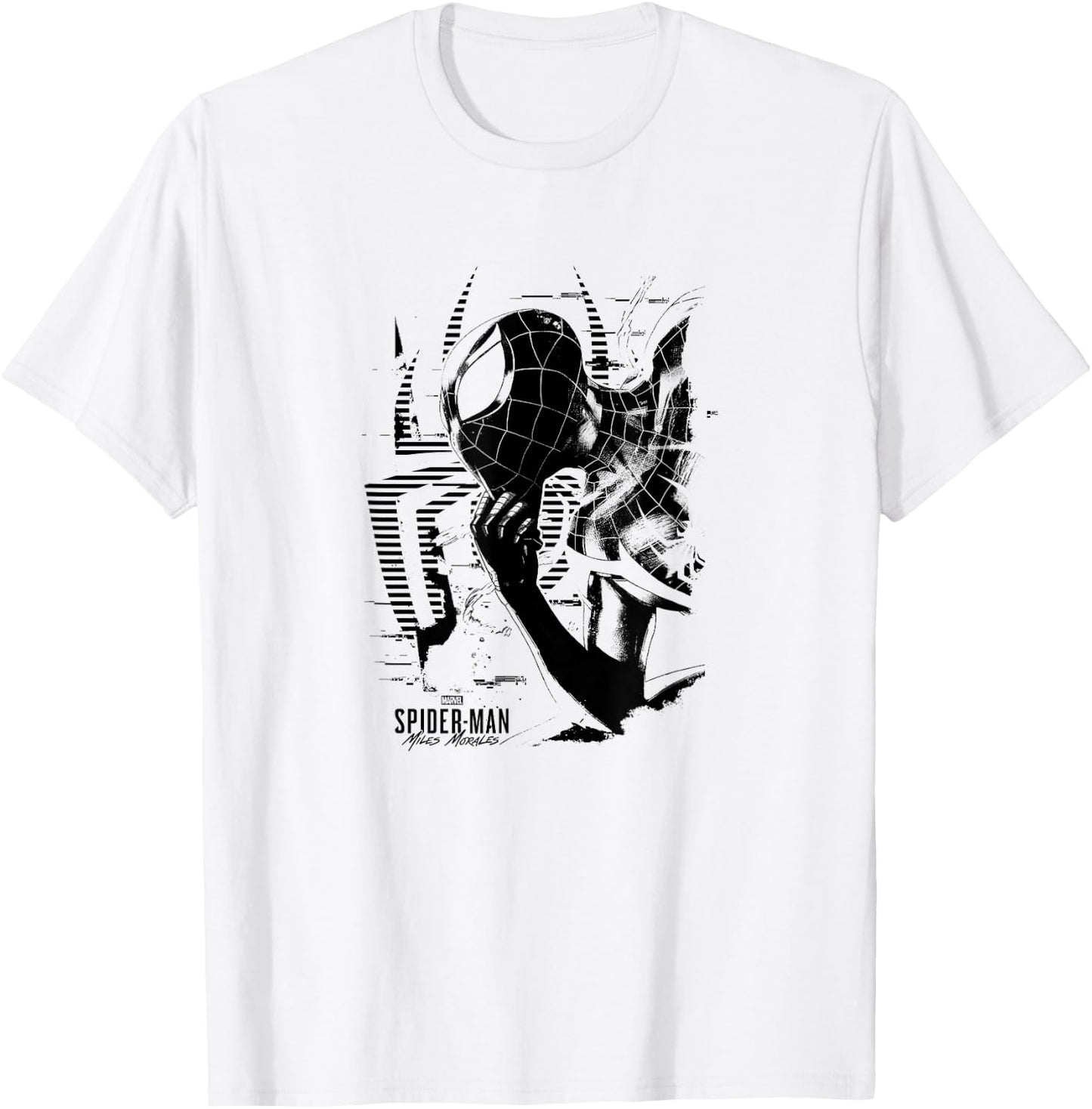 Marvel Spider-Man: Miles Morales Black & White Portrait T-Shirt - T-Shirt | White