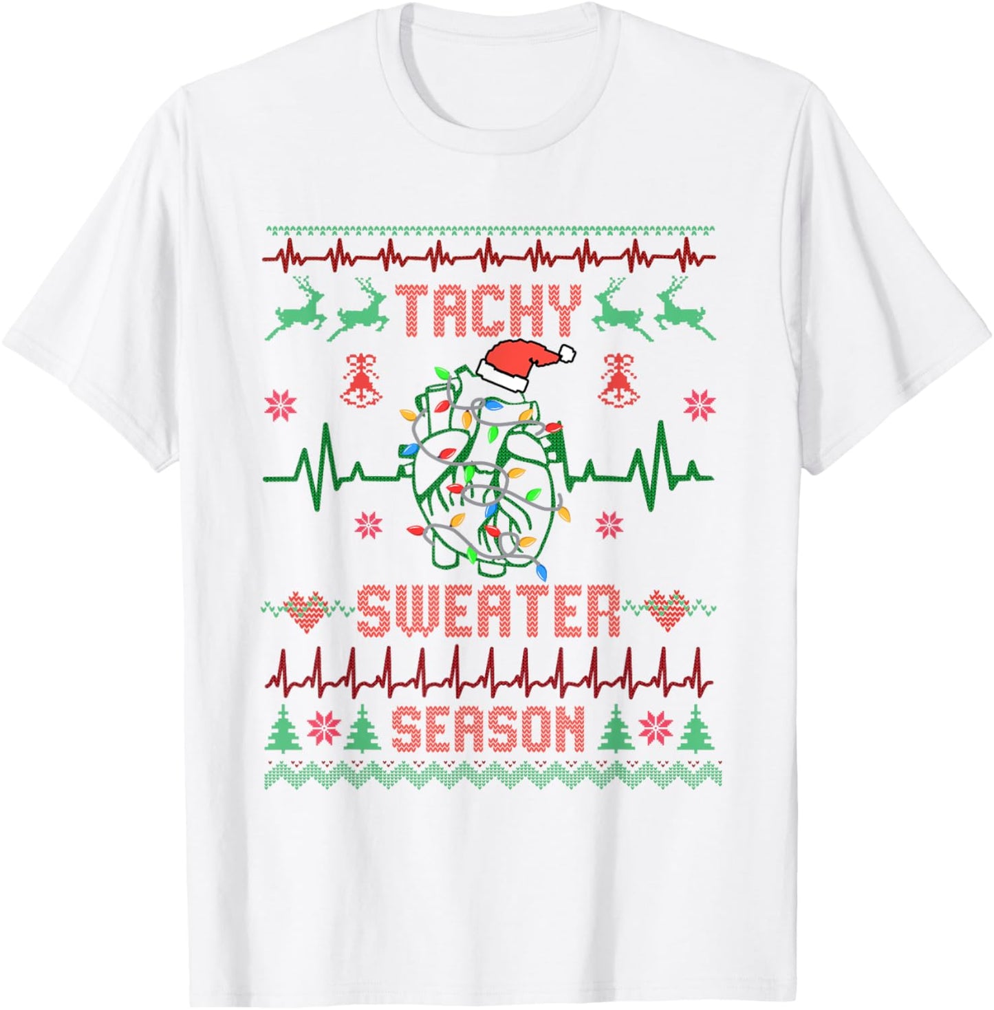 Medical Surgical Telemetry Christmas Nurse Tele Tech EKG T-Shirt - T-Shirt | White